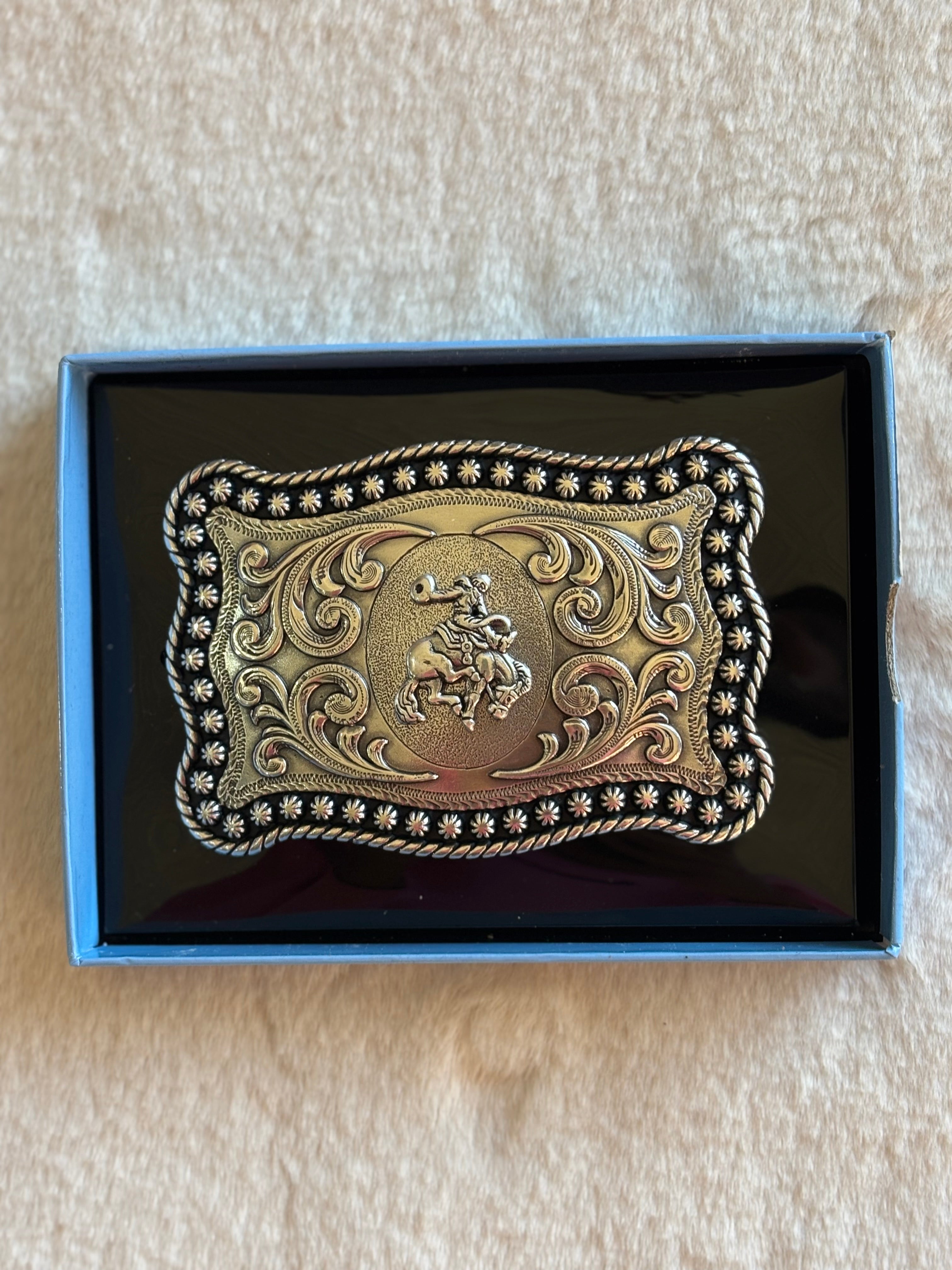 Nocona Men's Rectangle Silver Bronc Rider Buckle