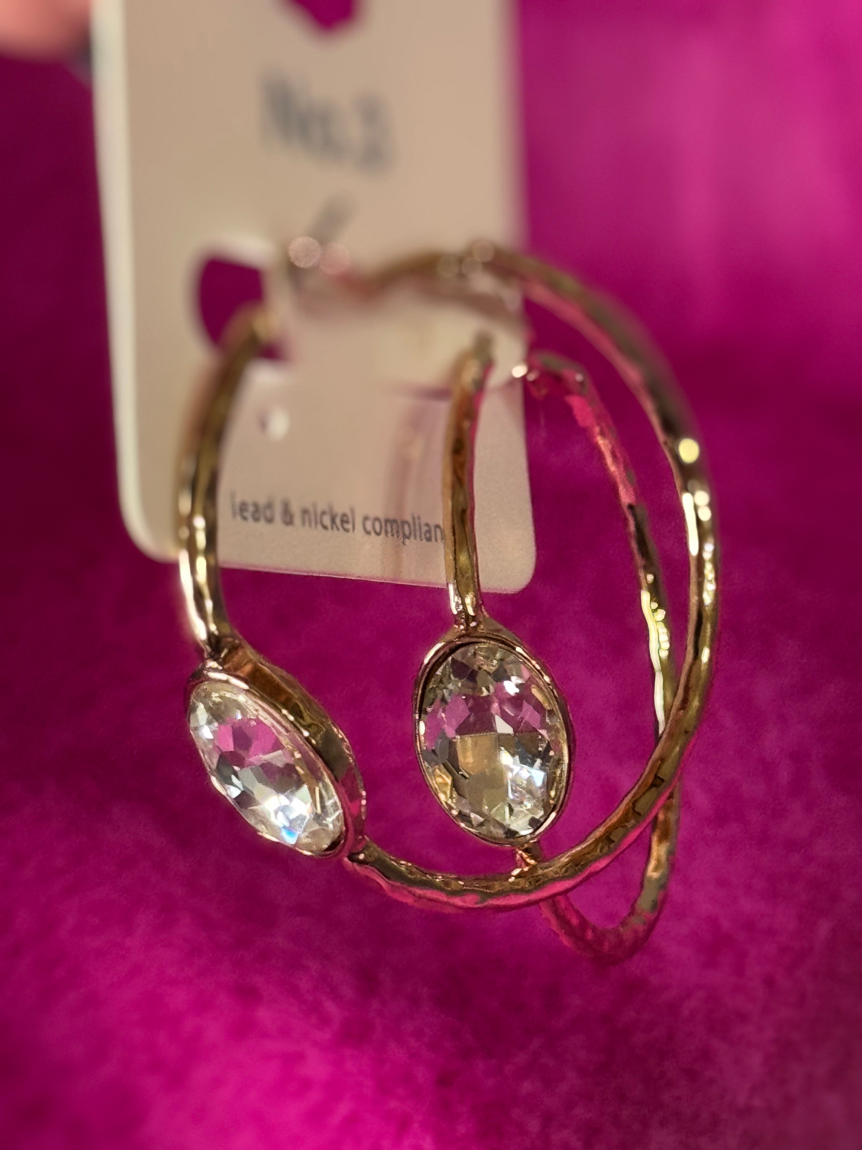 Gold Jewel Hoop Earring