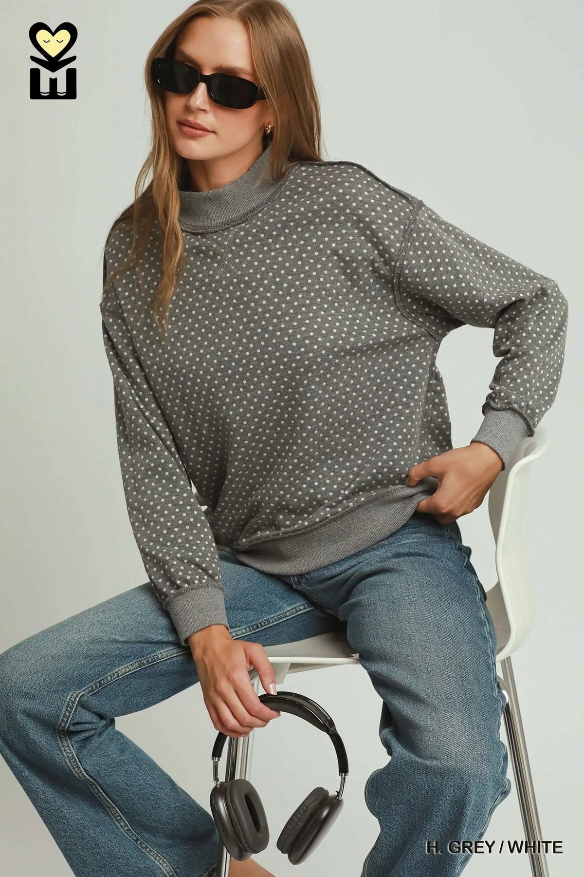 Reversible Stripe and Polka Dot Mockneck