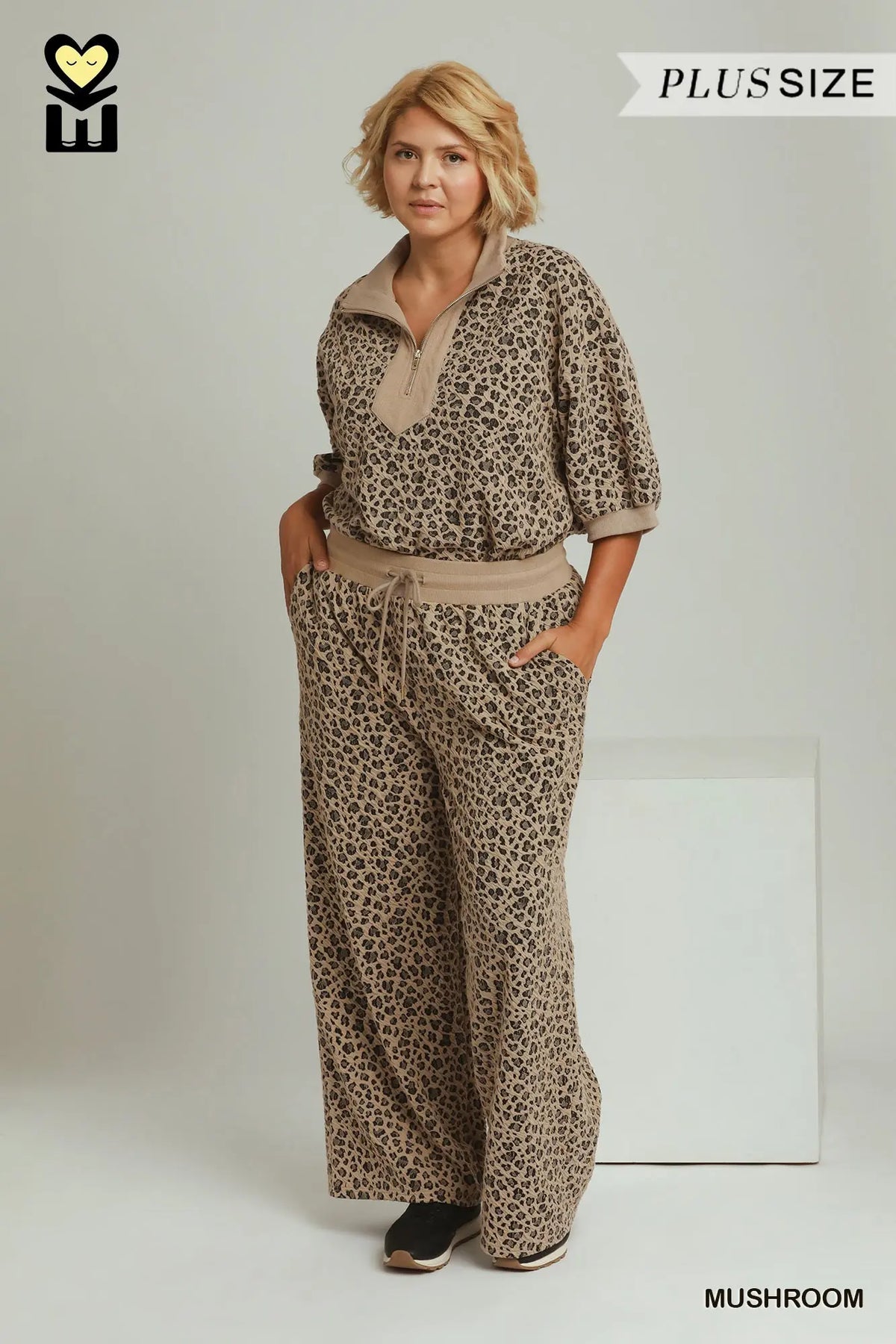 Leopard Jacquard Pullover Half Zip