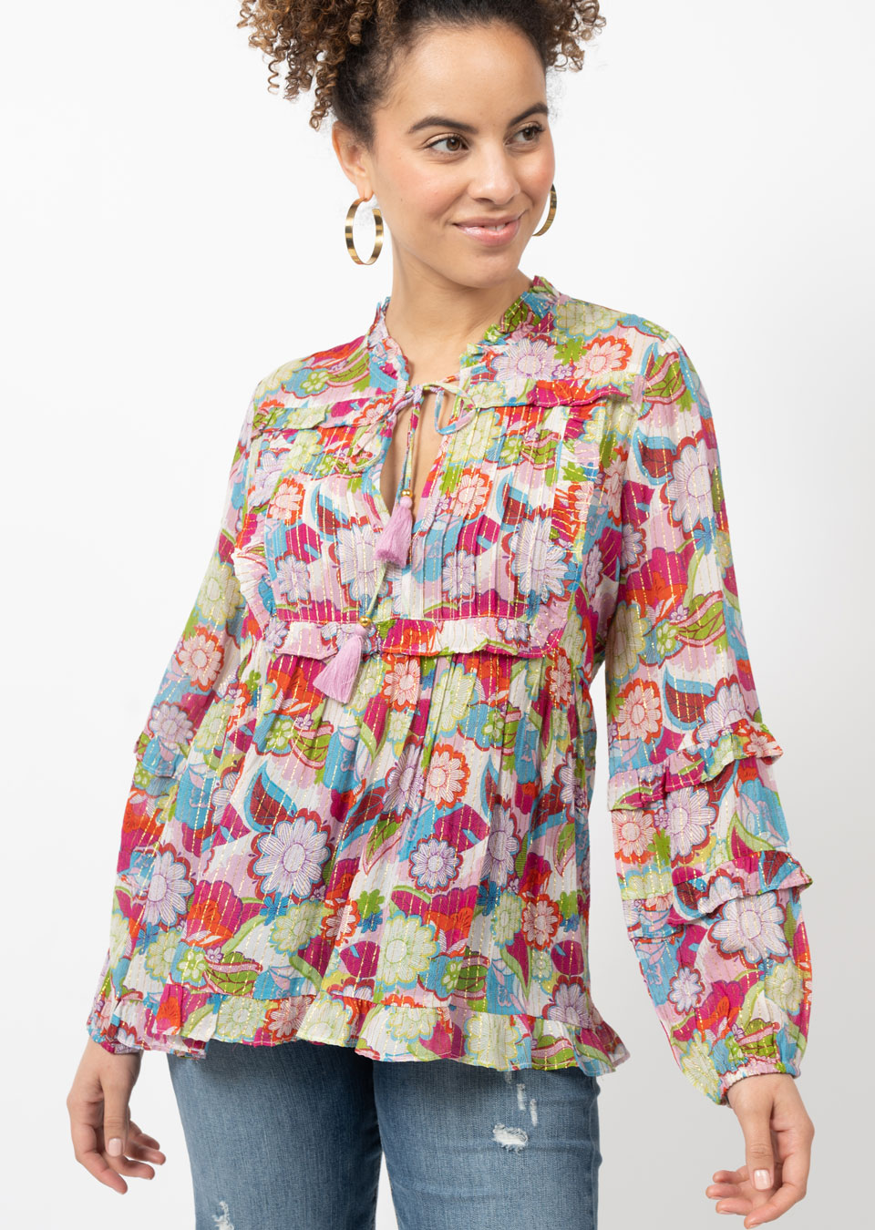 The Jocelyn Floral Ruffle Sleeve Blouse - FINAL SALE