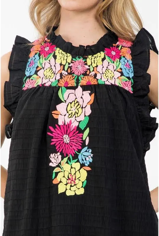 THML Embroidered Detail Textured Dress