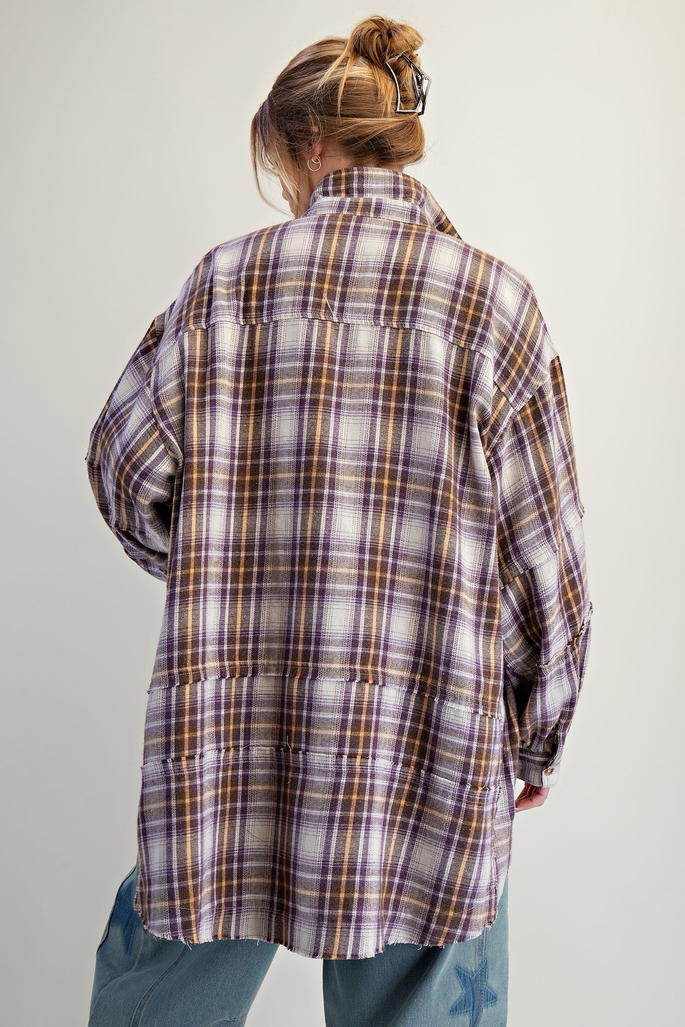 WASHED BUTTON DOWN FLANNEL TUNIC