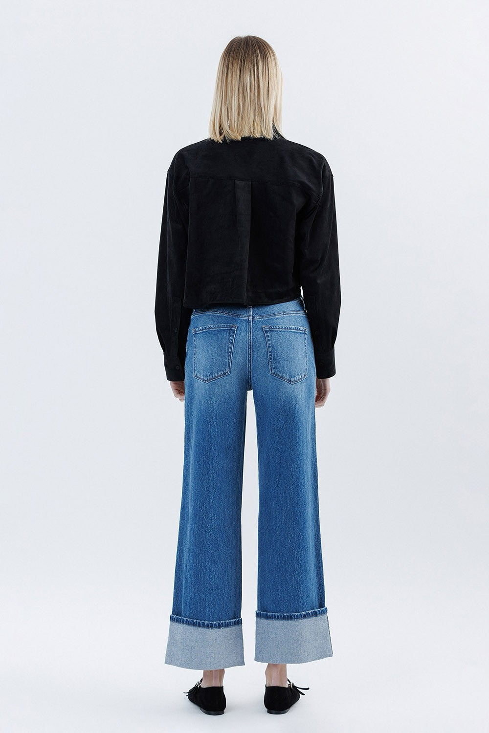 Super High Rise Cuffed Baggy Wide Vervet Jean