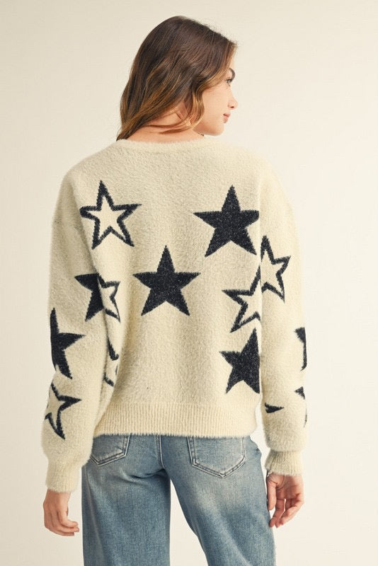 Fuzzy Star Sweater Top