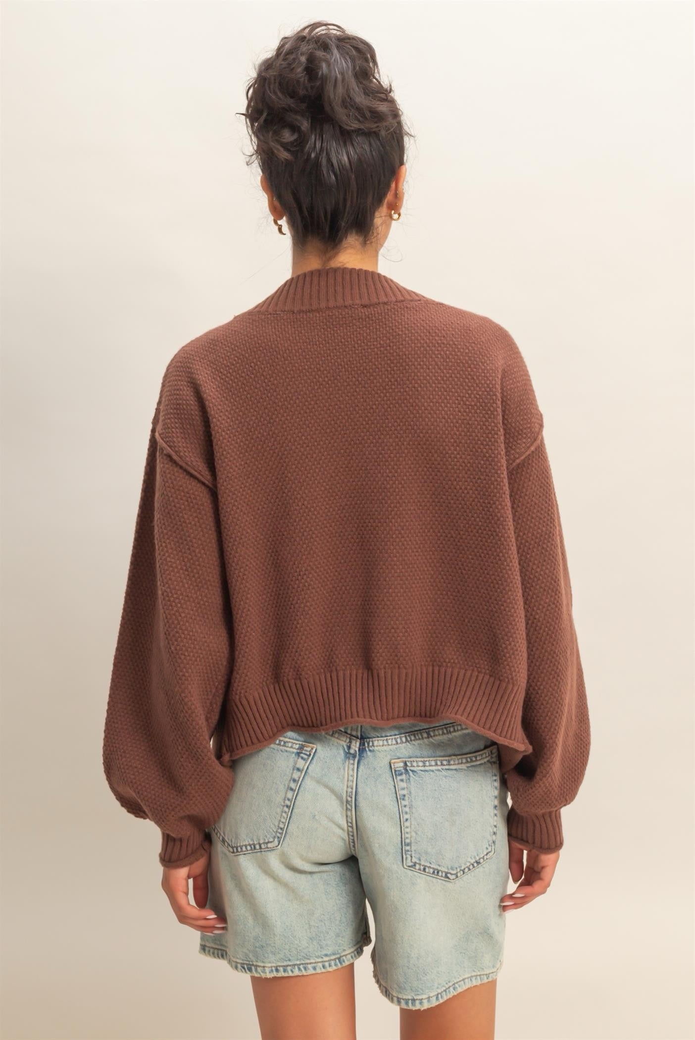 Oversized Textured Knit Cardigan Sweater