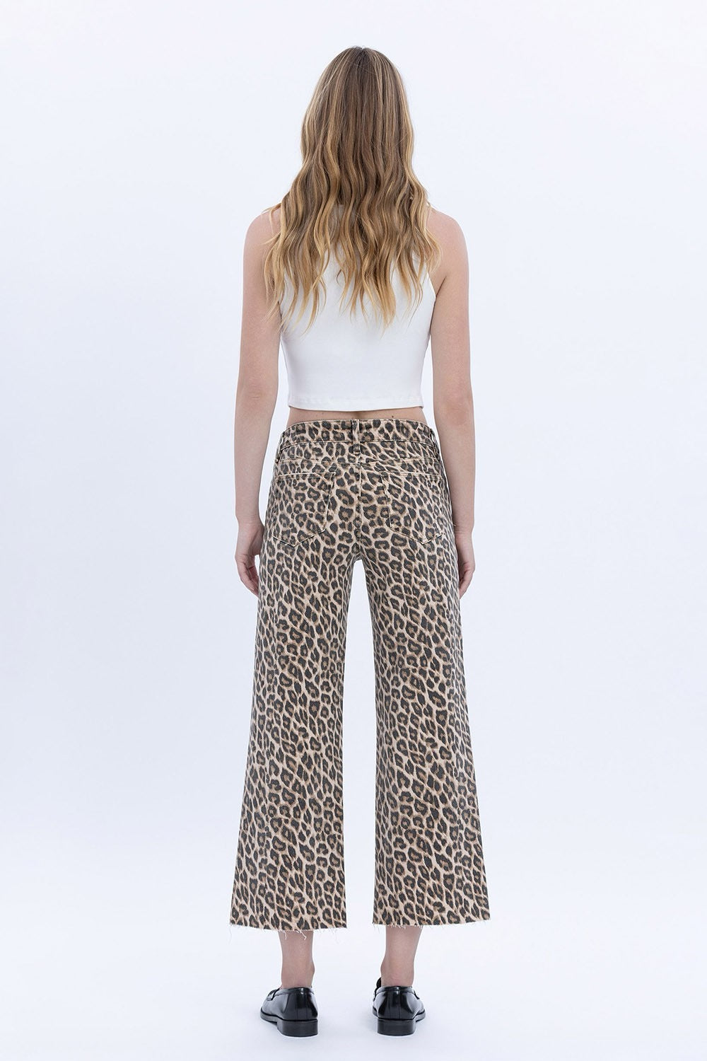 Vervet High Rise Animal Print Crop Wide Leg Jeans