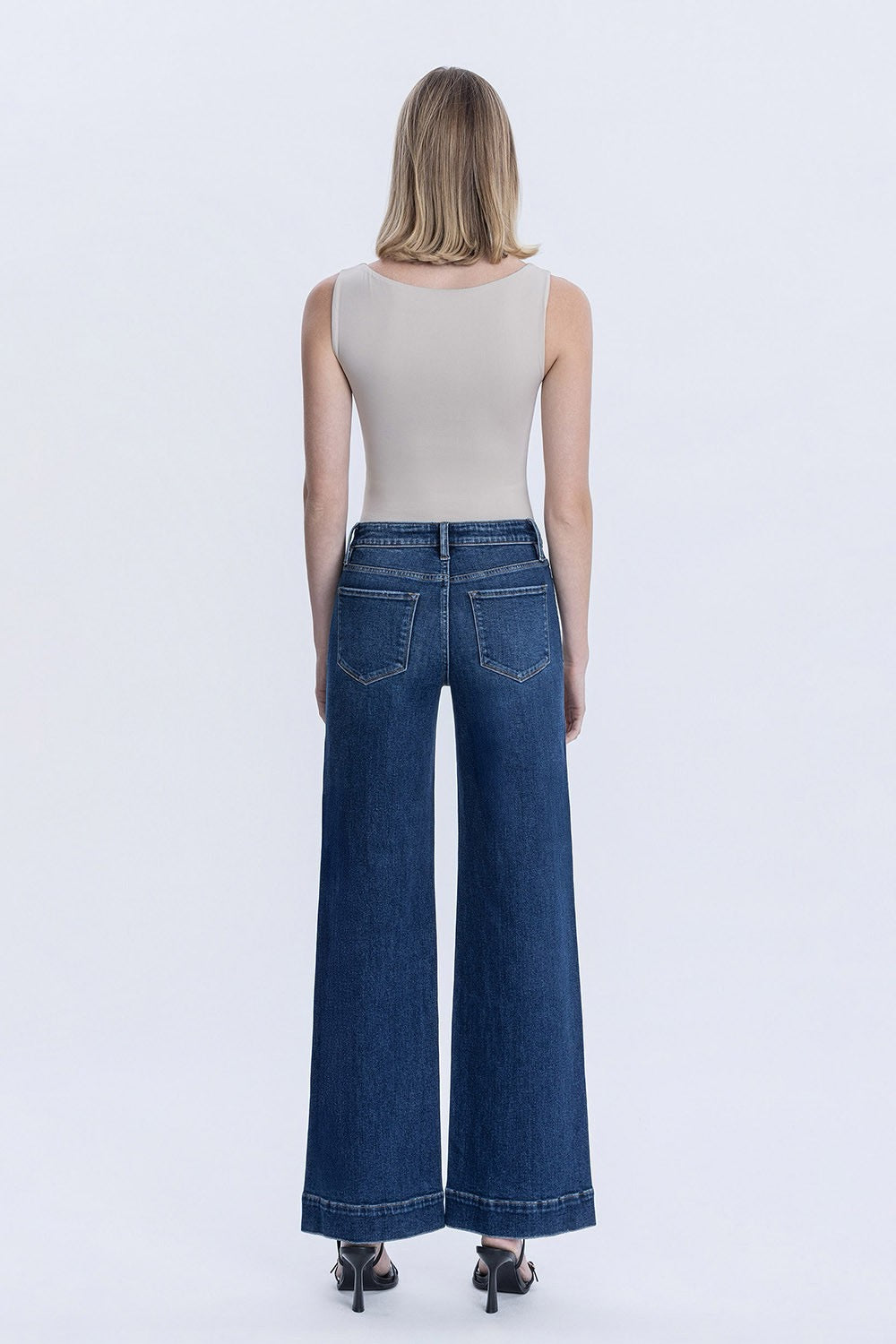 Flying Monkey High Rise Dark Wash Trouser Wide Jeans