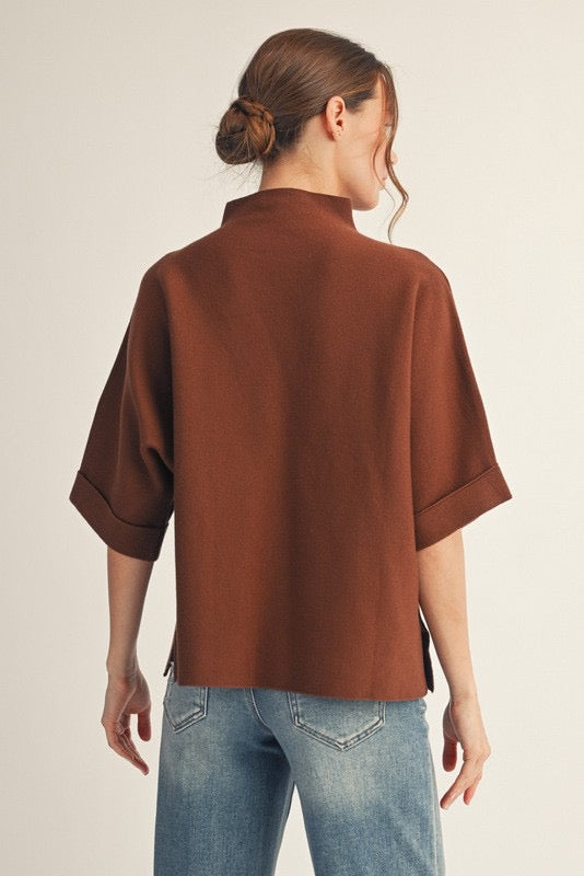 Mock Neck Soft Sweater Top