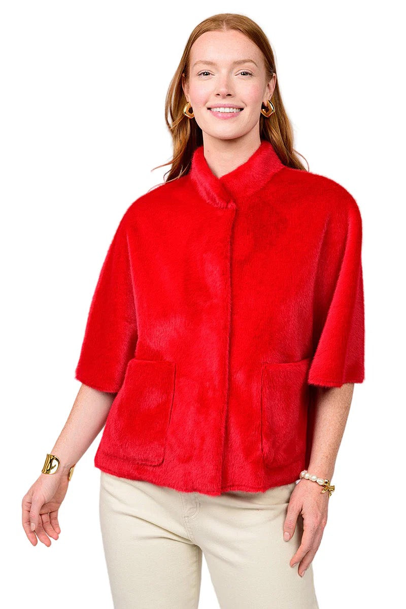 Ivy Jane Faux Capelet Jacket red