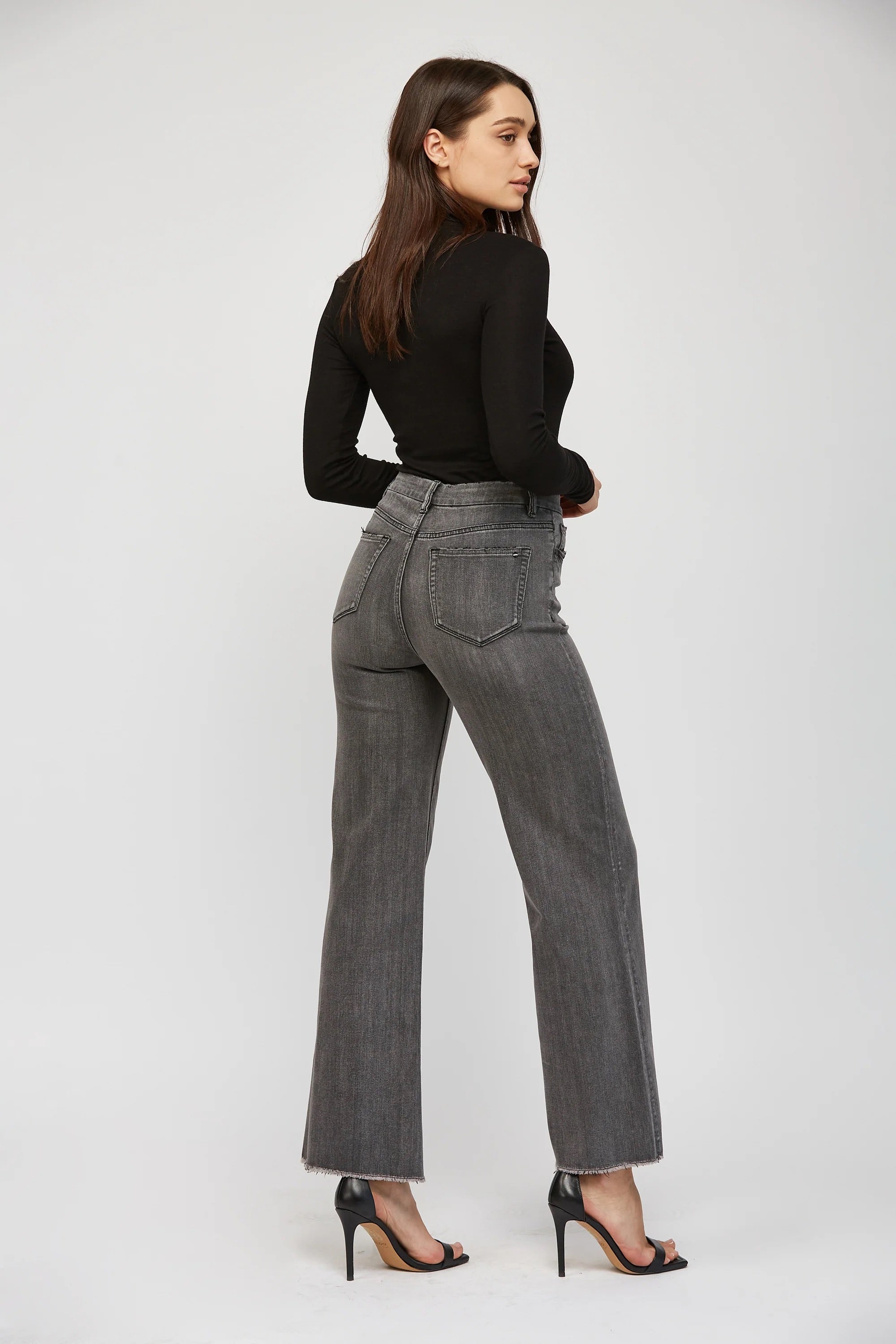 Mica Black Washed Super High Wide Leg Jean