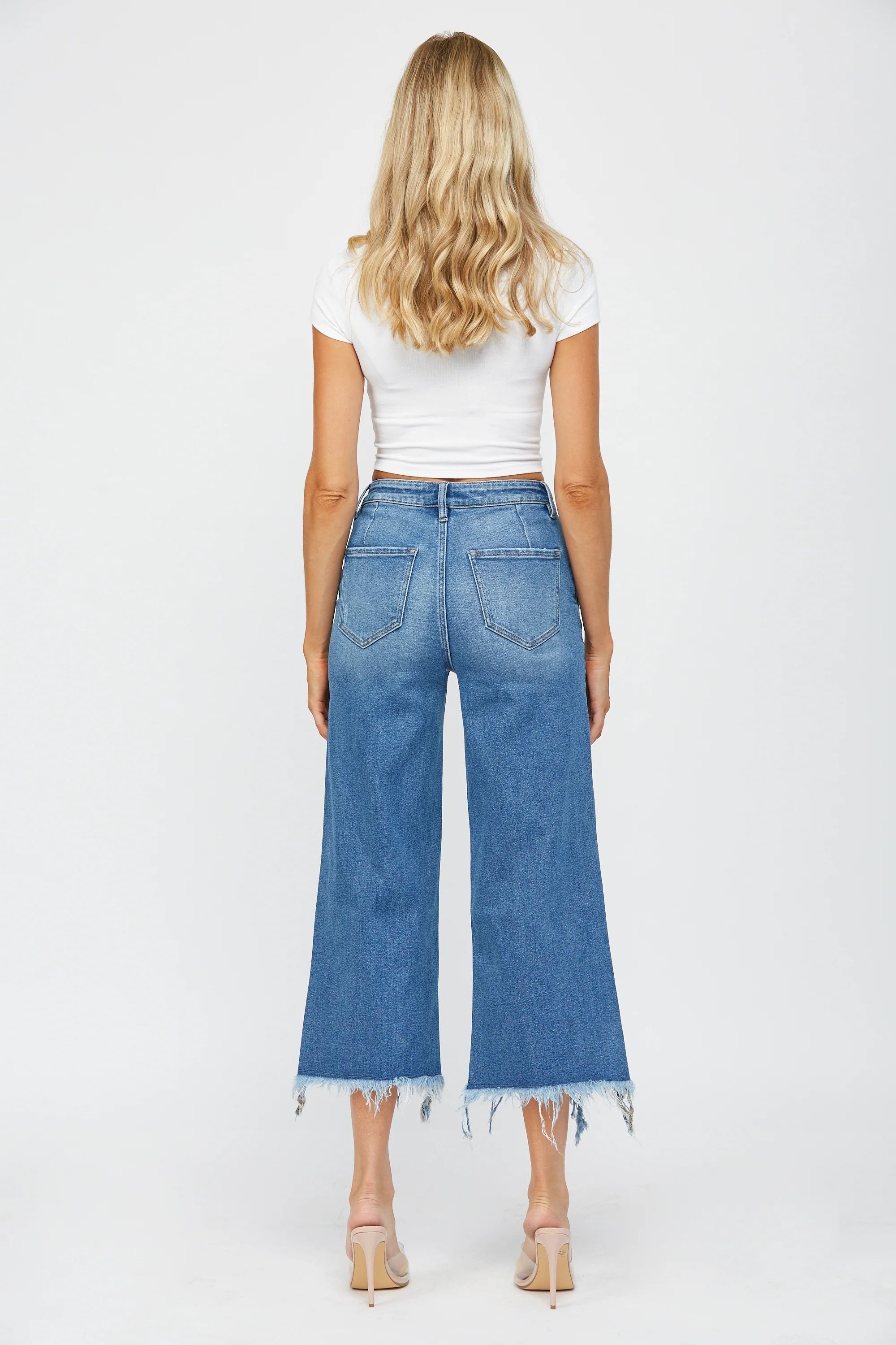 Mica denim with fringe