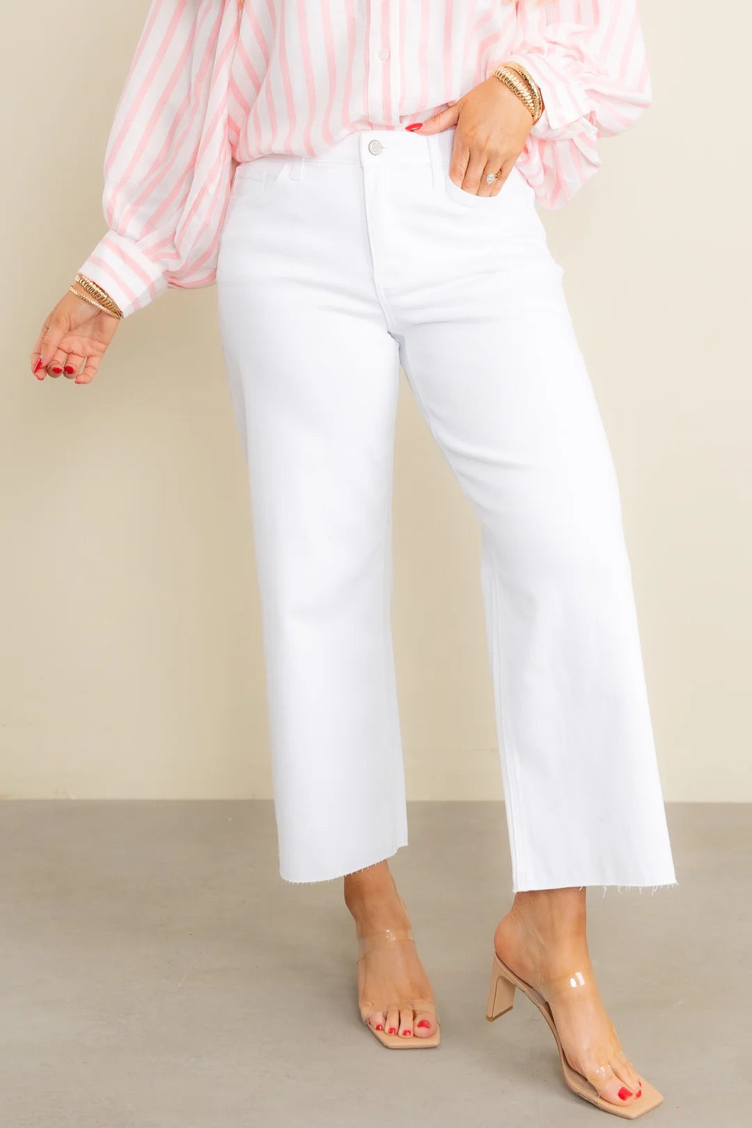 White Vervet Olivia Wide Leg Jean