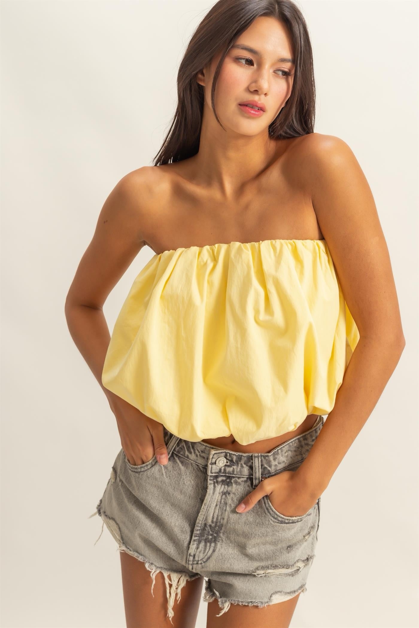 Cream Yellow Crop Top