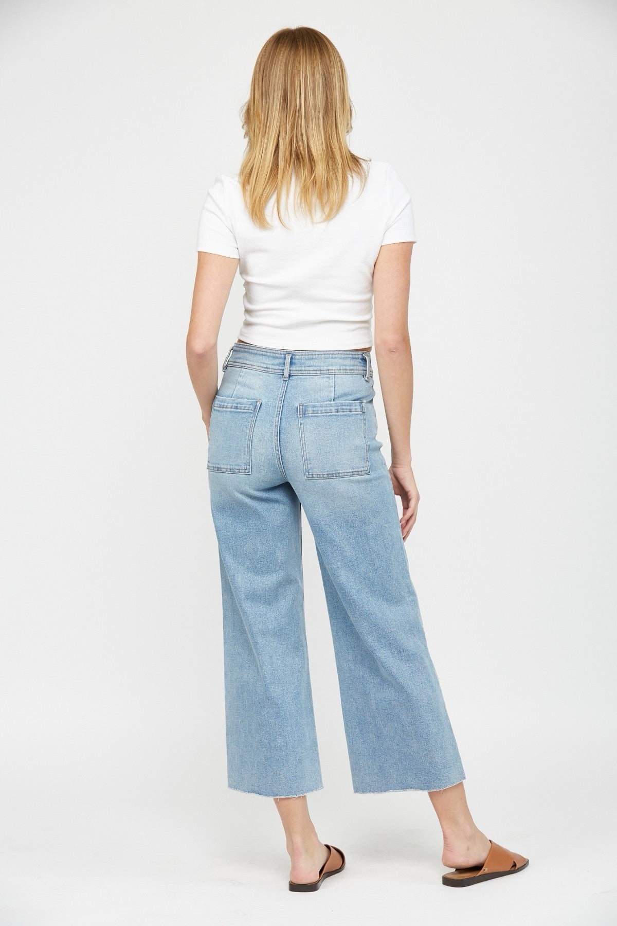 Mica Denim Cropped Wide Leg With Front Pocket