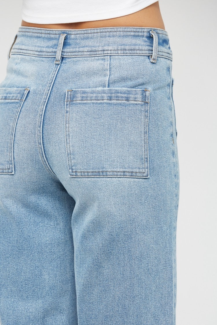 Mica Denim Cropped Wide Leg With Front Pocket