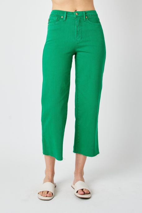 Judy Blue High Waisted Kelly Green Crop Wide Leg