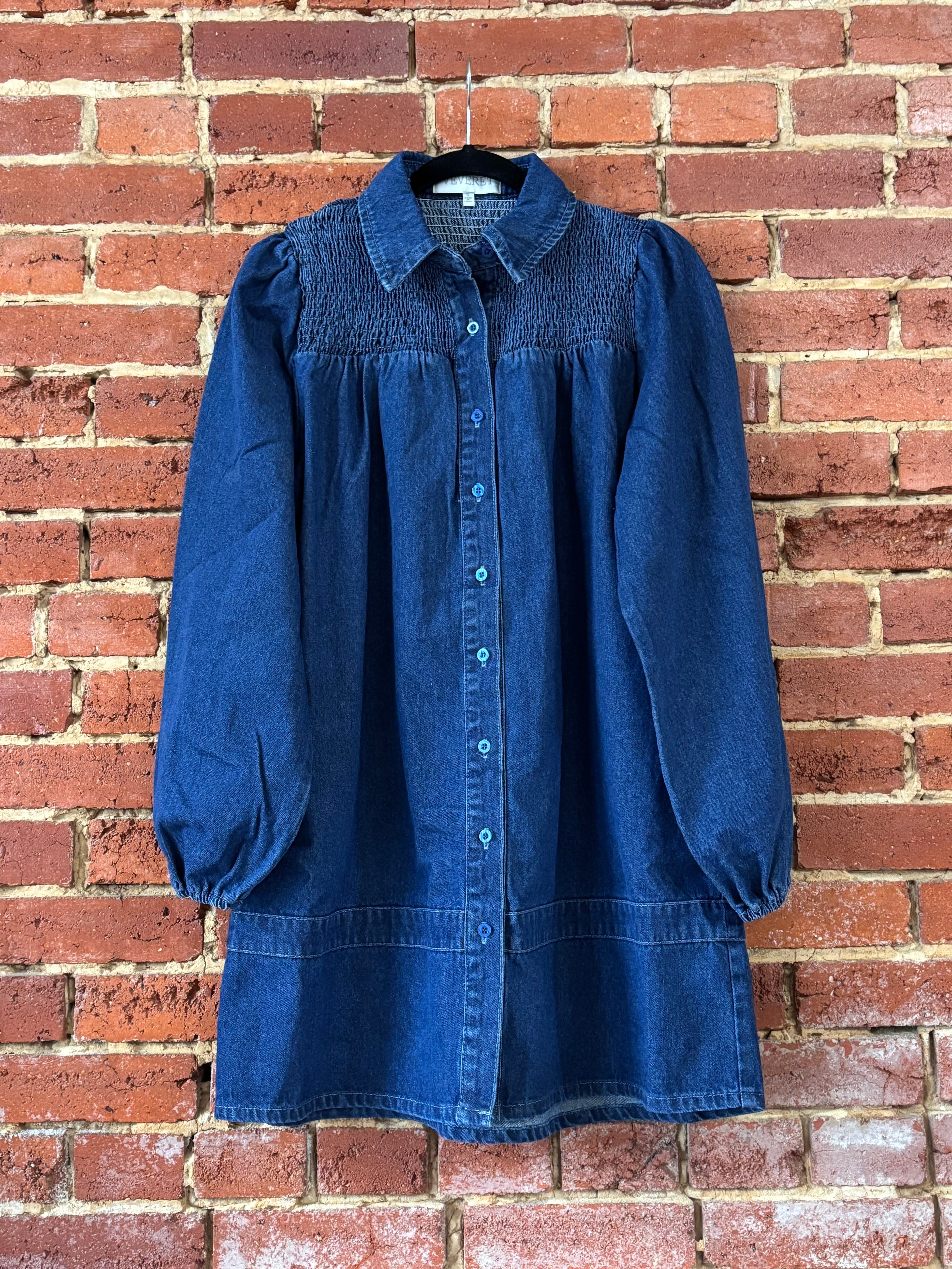 Smocked Denim Dress