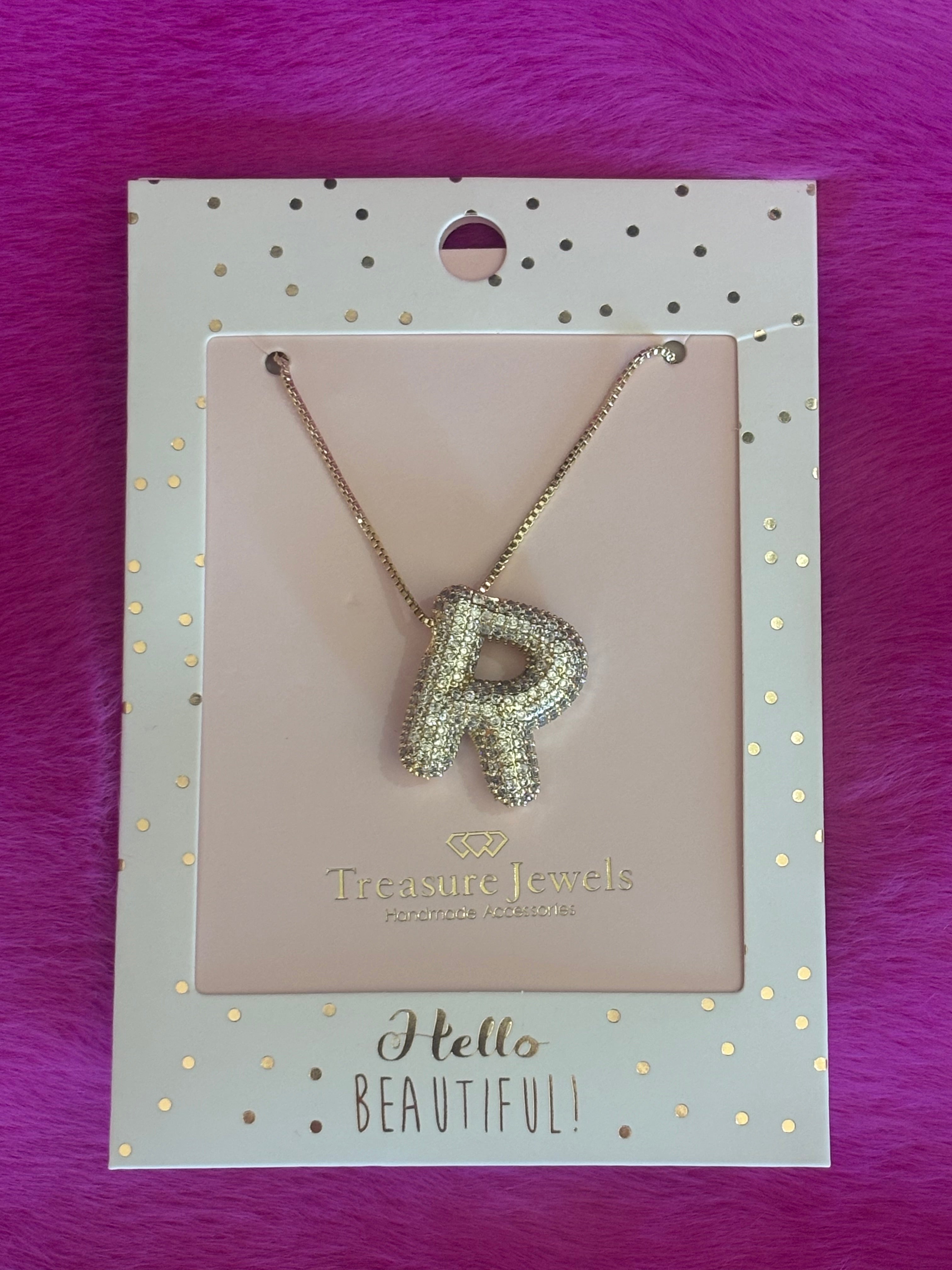 Treasure Jewels Gold Crystal Ballon Initial Necklace