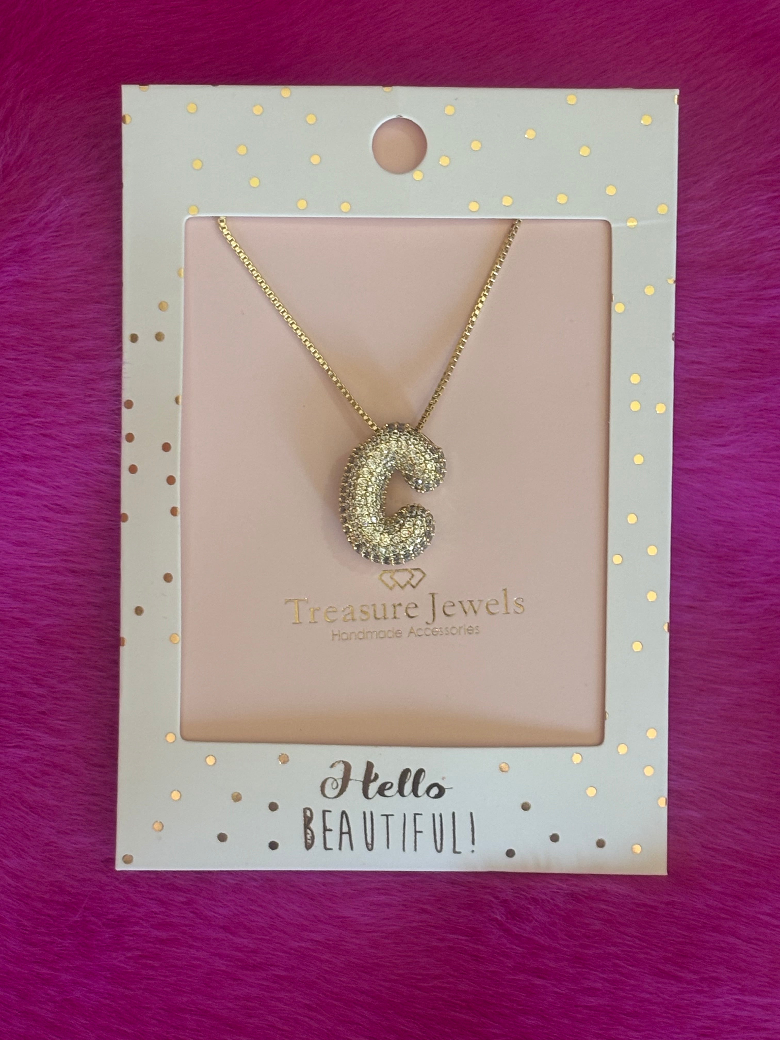 Treasure Jewels Gold Crystal Ballon Initial Necklace