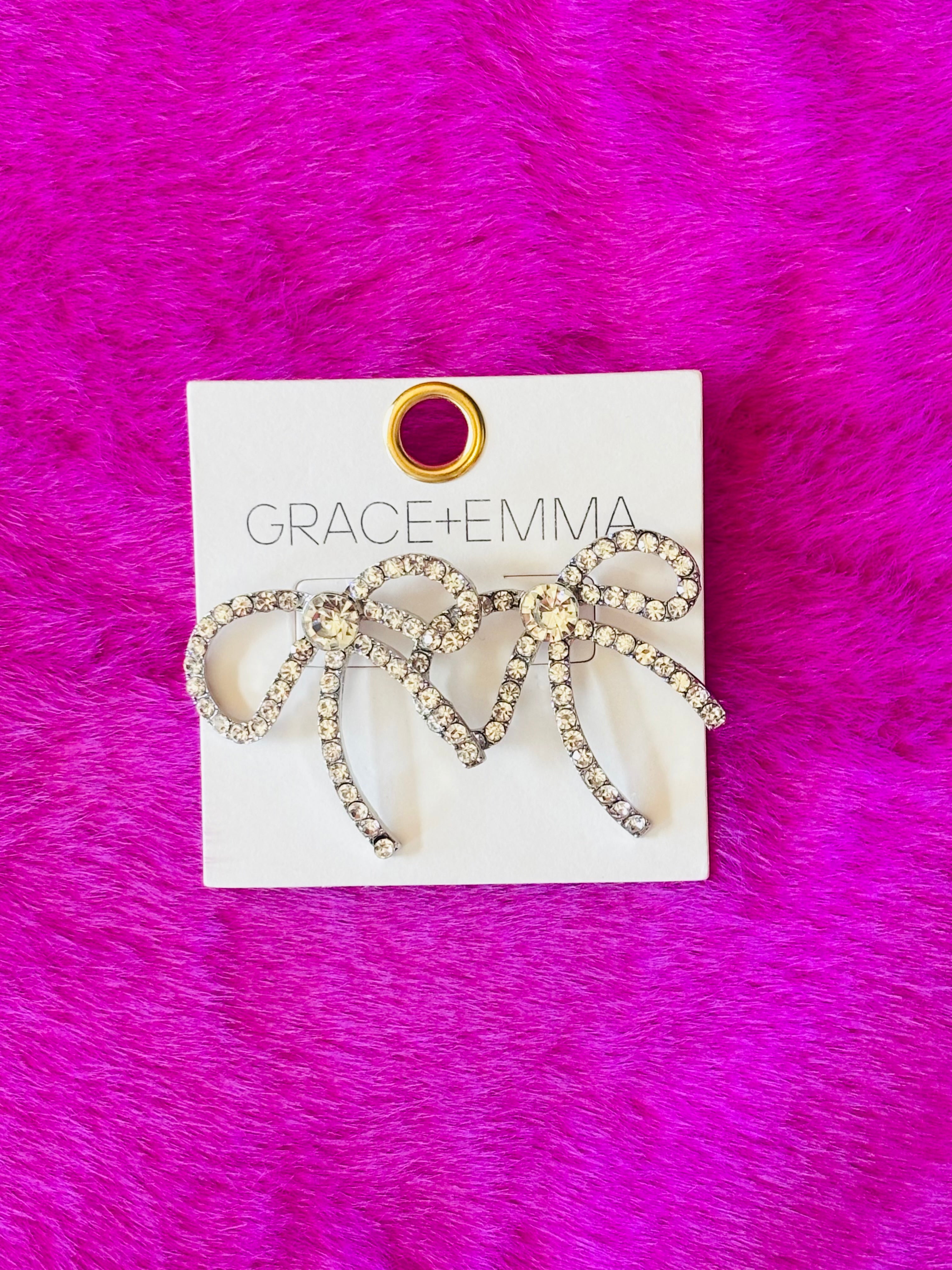 Grace Rhinestone Bow Earring