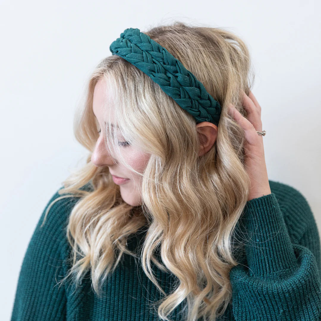 Blushing Braid Headband - Dark Green