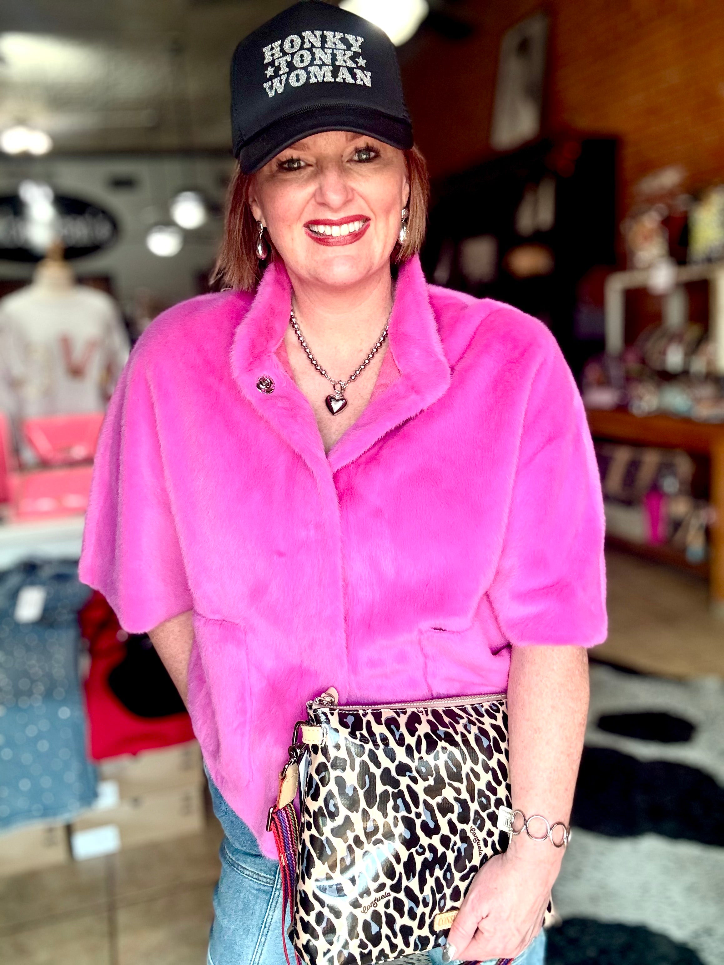 Ivy Jane Faux Capelet Fuchsia Jacket