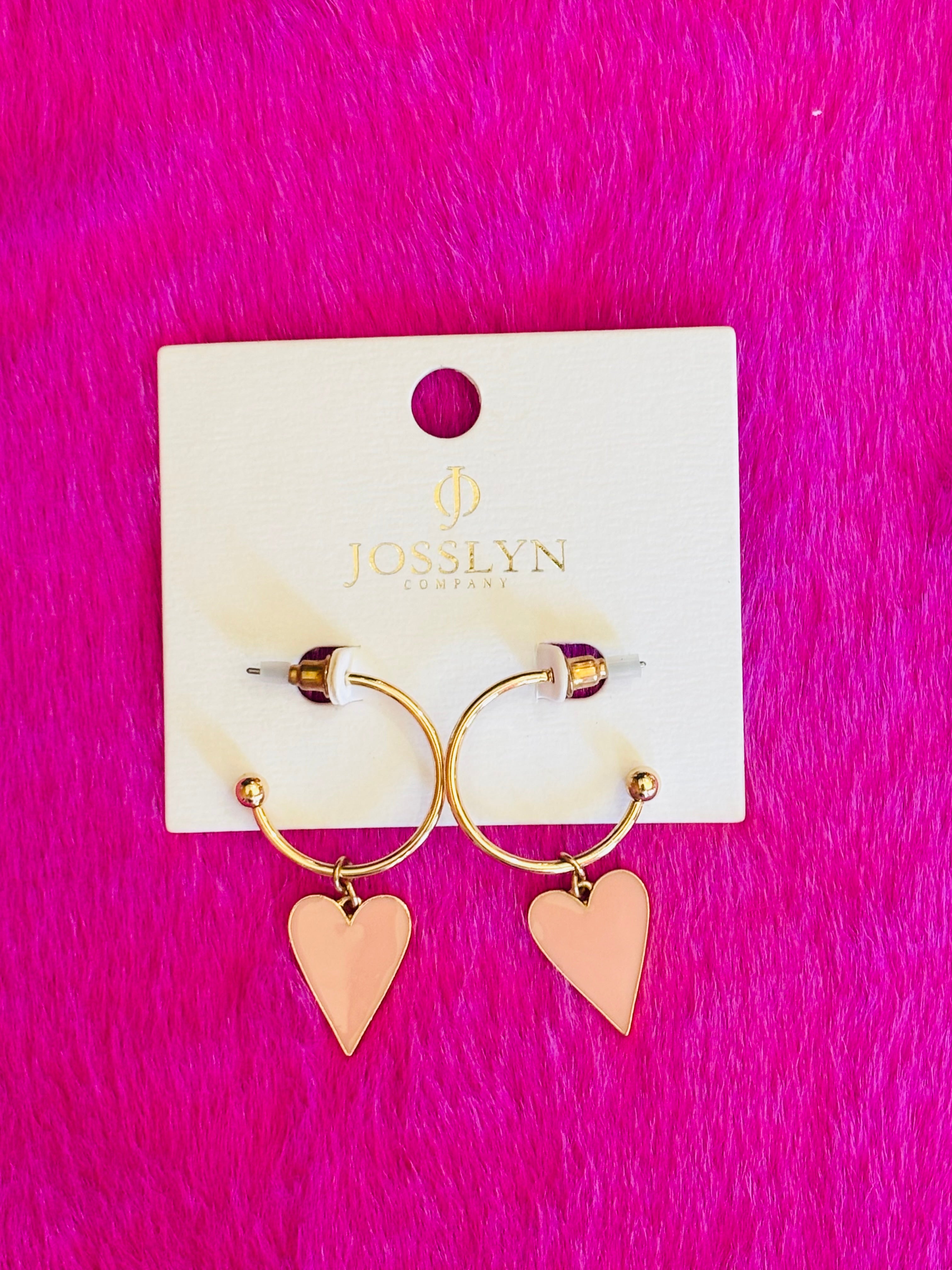 Pink Heart Gold Earring