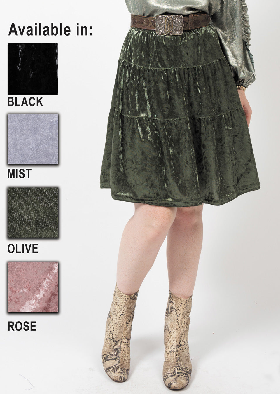 Olive Velvet Skirt