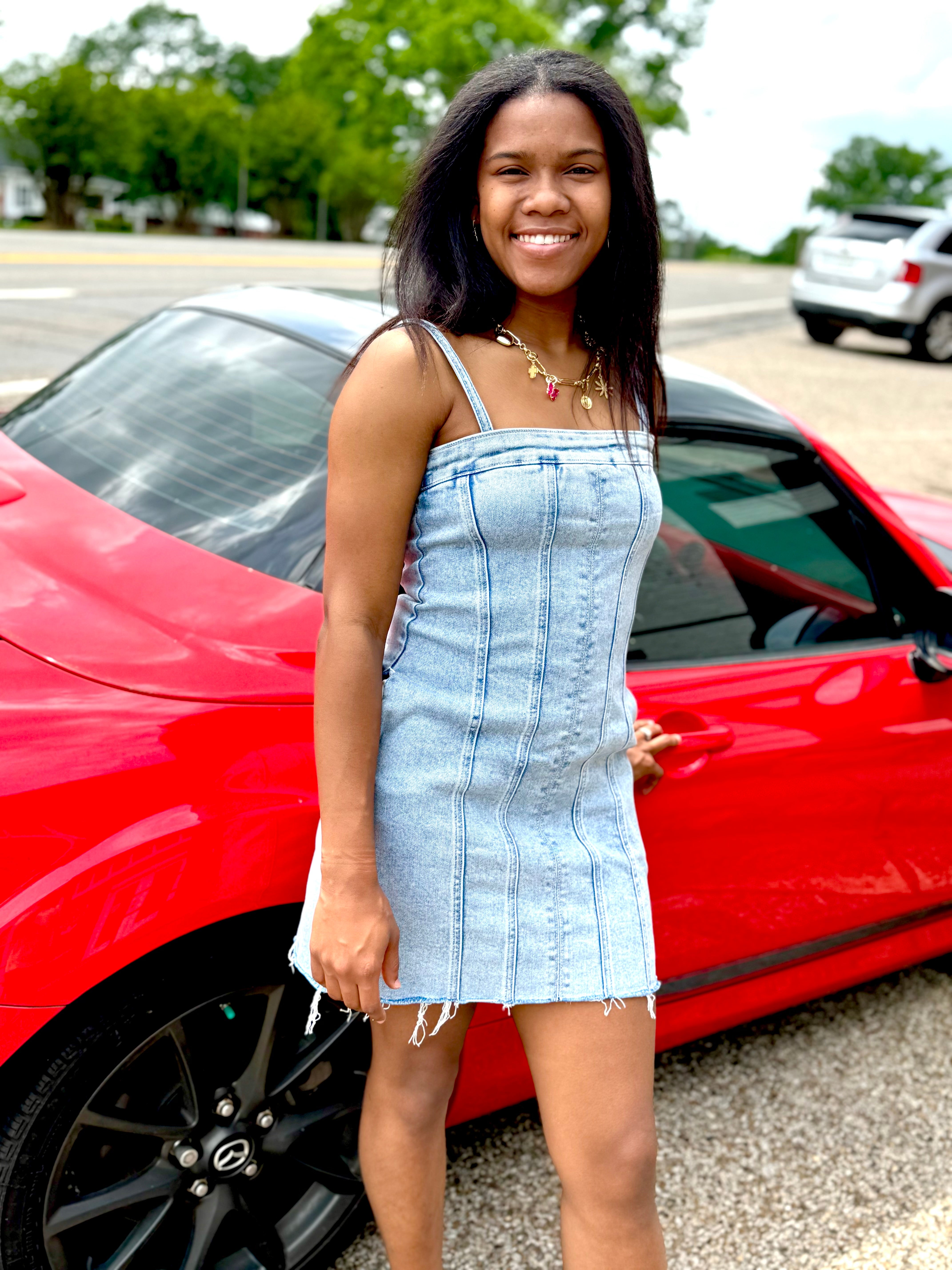Spaghetti Strap Light Denim Dress