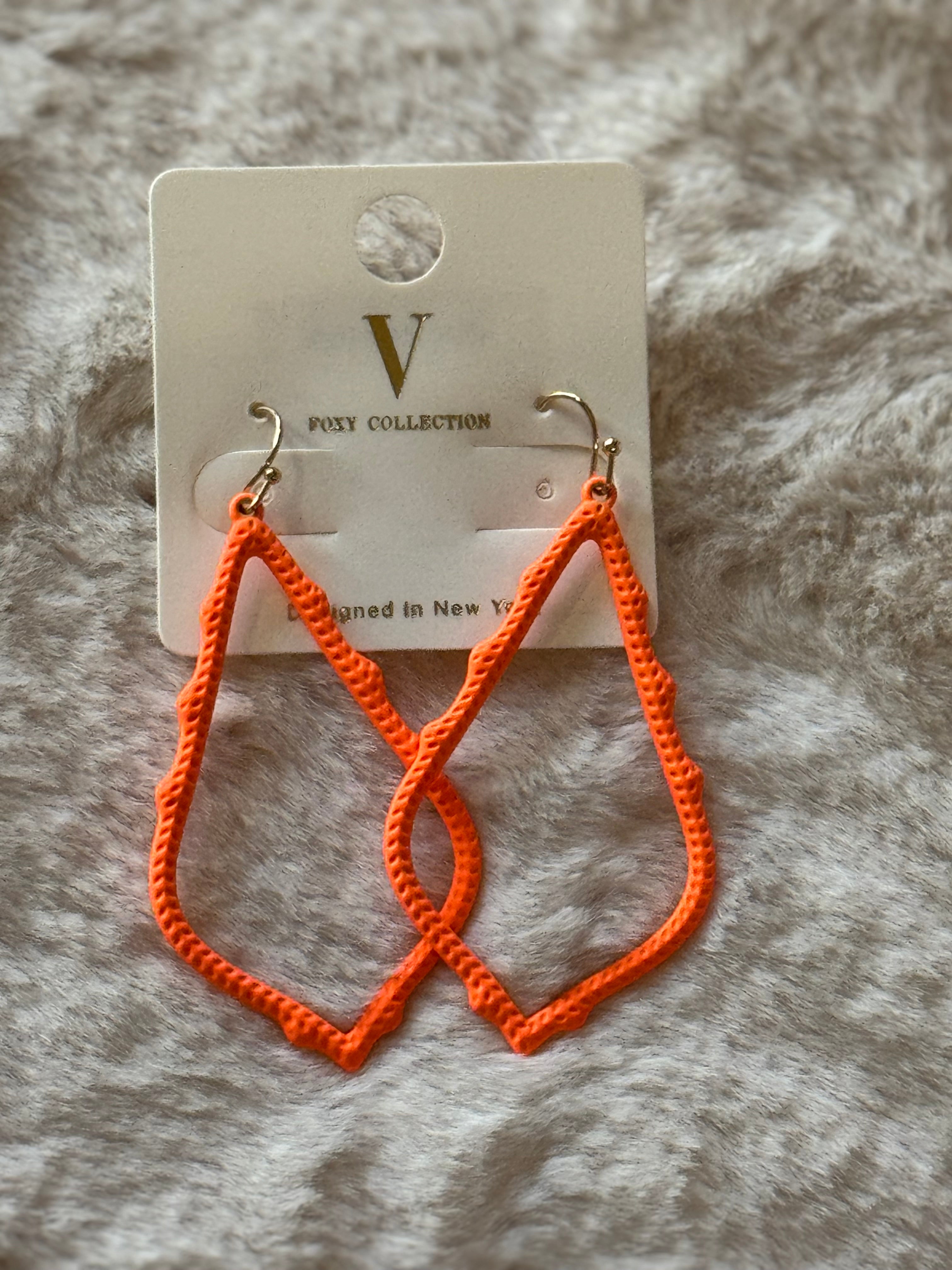 Neon Orange And Gold Earring