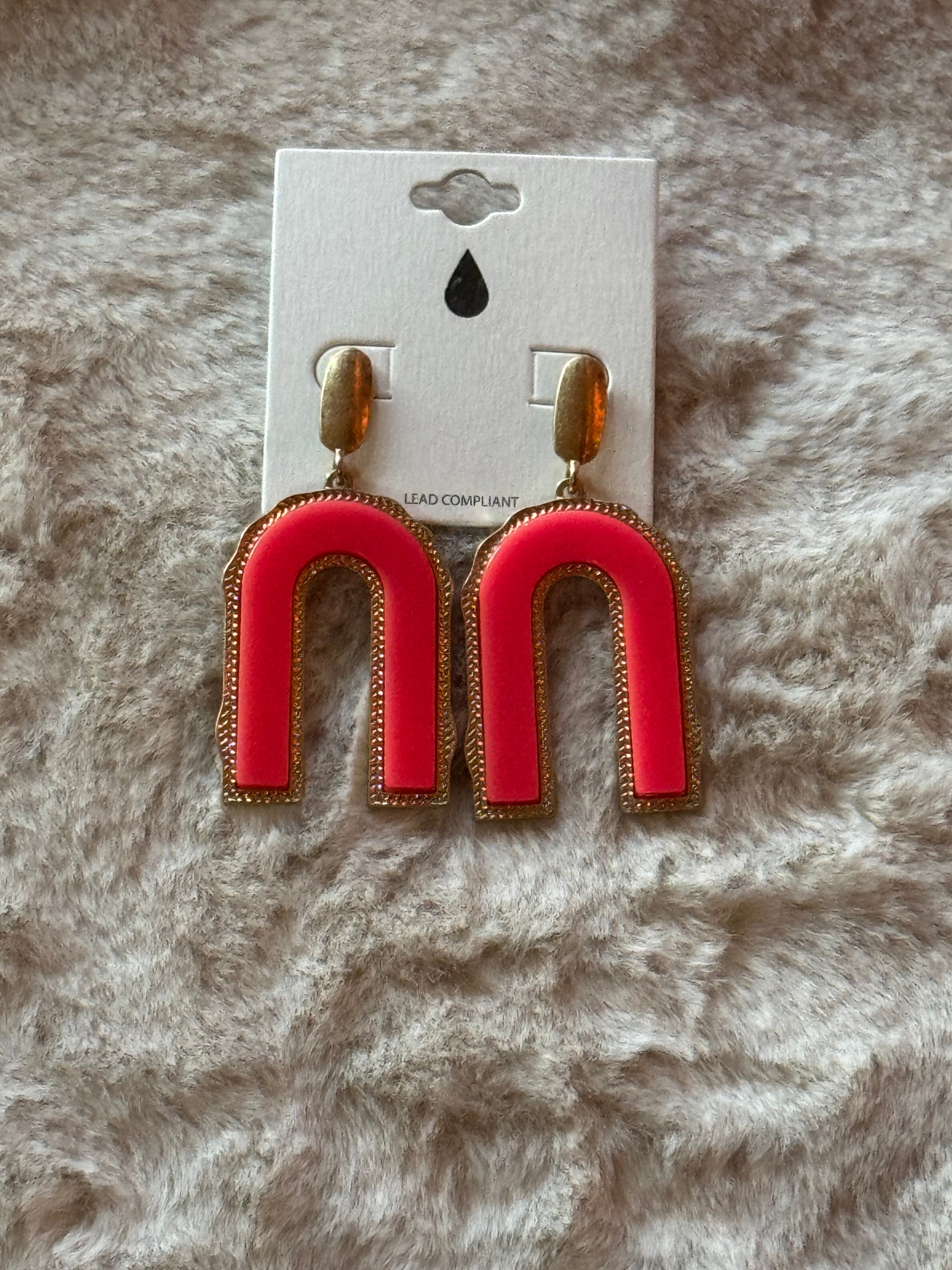 Gold/Hot Pink Earring