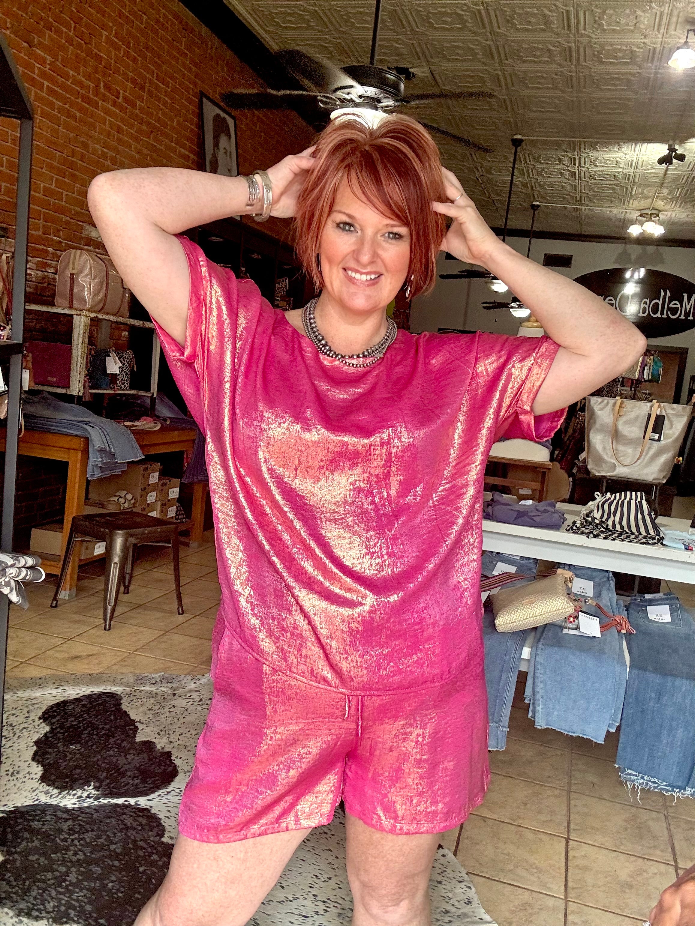 Fuchsia Metallic Loungewear Set