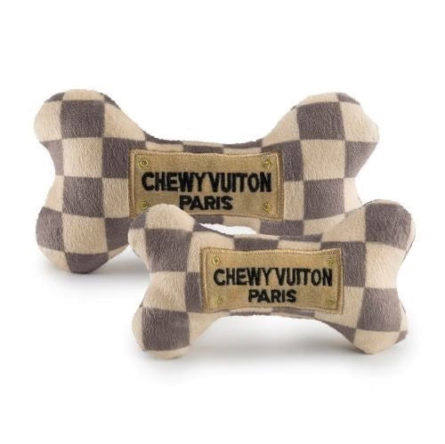 Checkered Chewy Vuiton XL Dog Bone