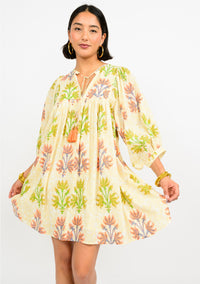 Uncle Frank Gold Breezy Block Print Dress