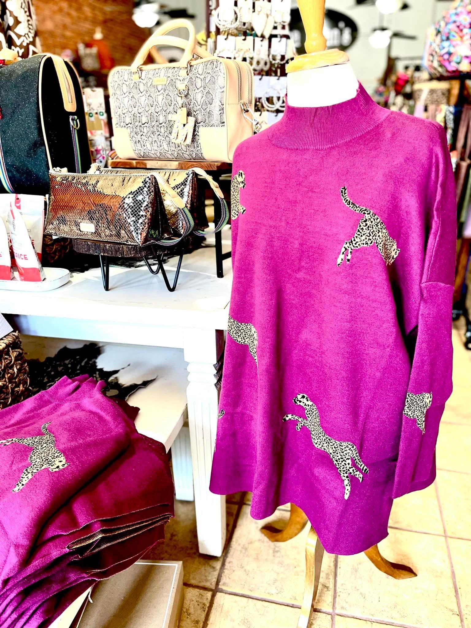 Purple Leopard Theme Tunic Sweater