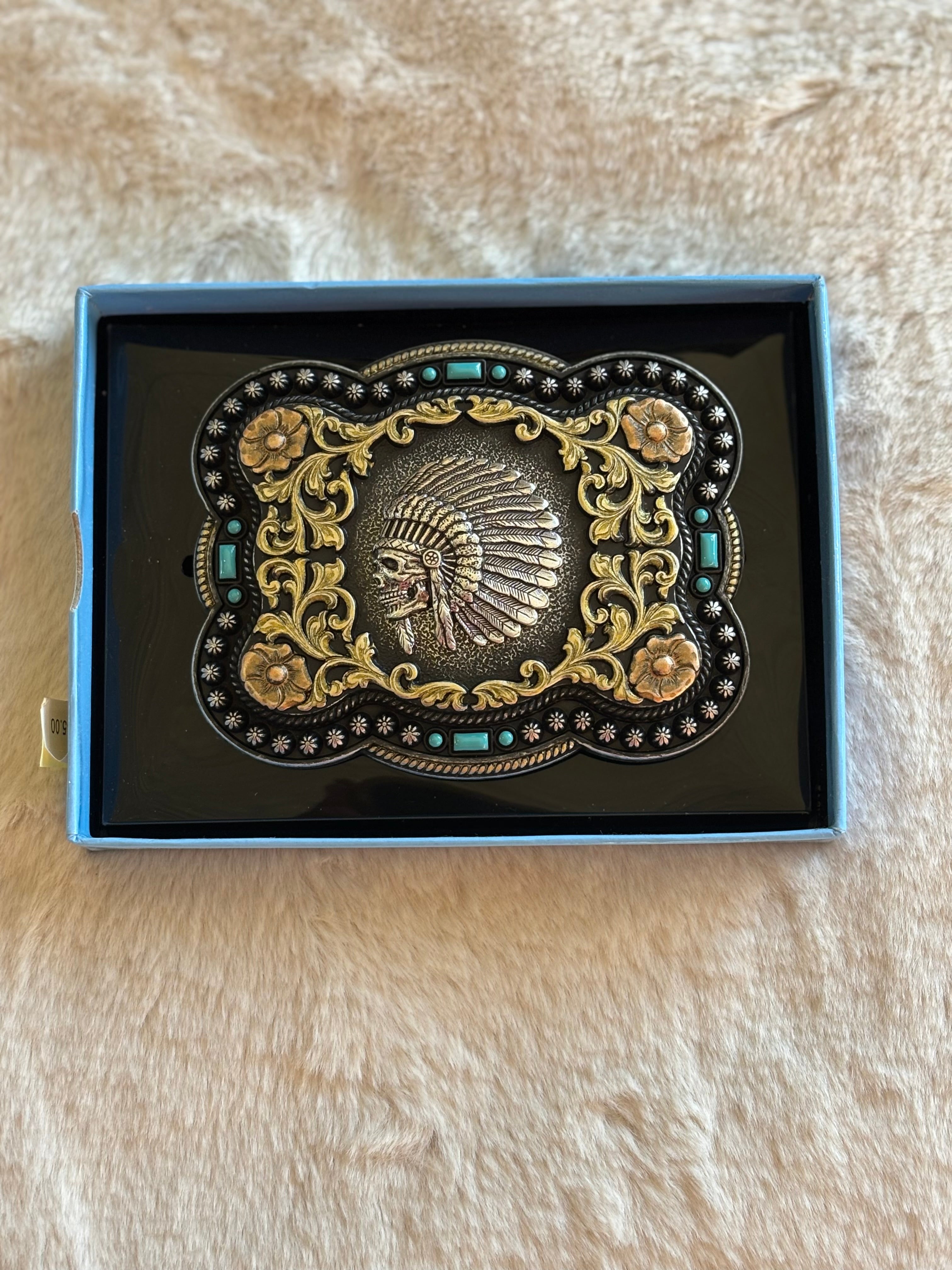 Nocona Indian Chief Skull Belt Buckle