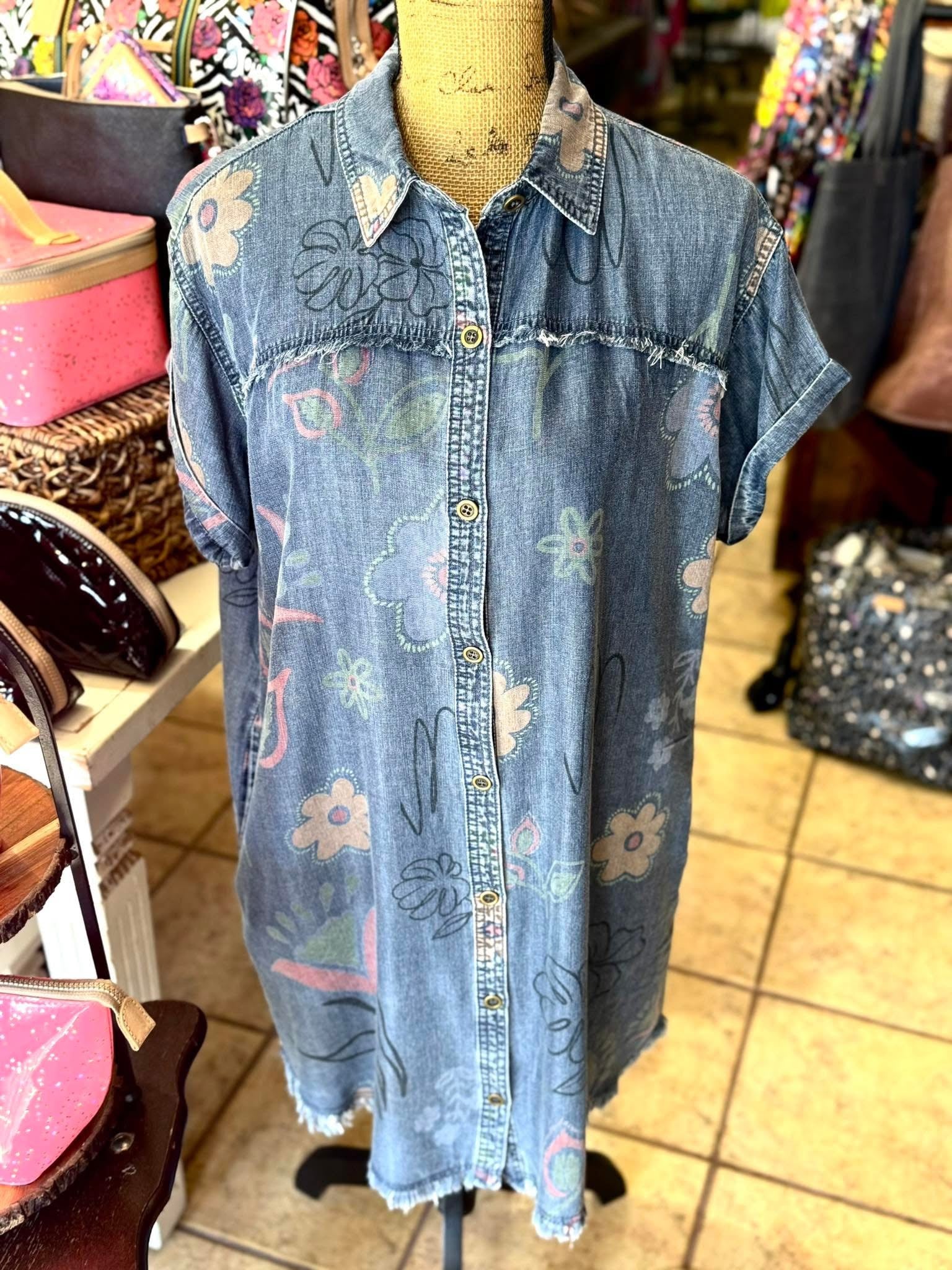 Floral Spring Denim Dress