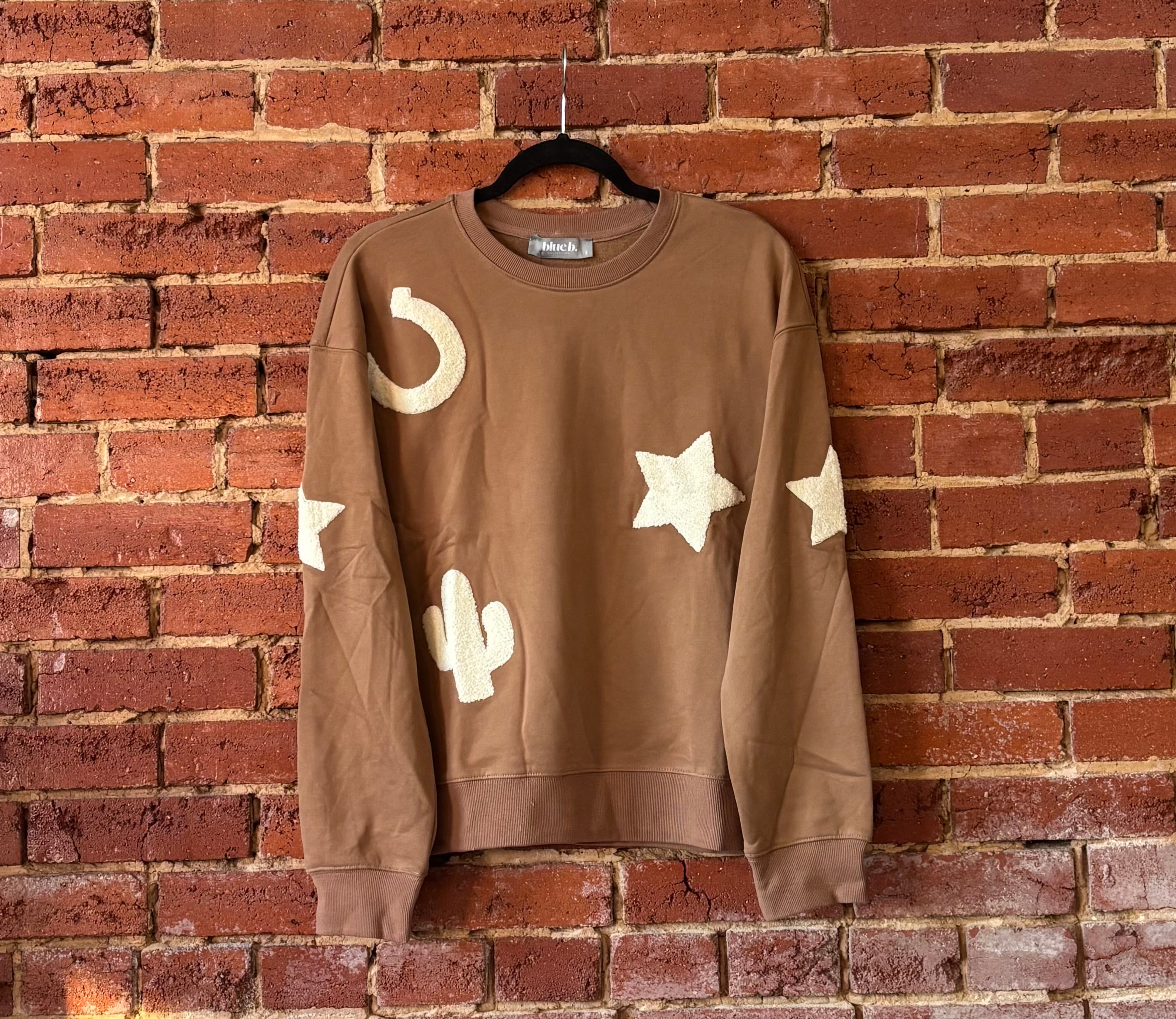 Western Textured Patchwork Sweatshirt