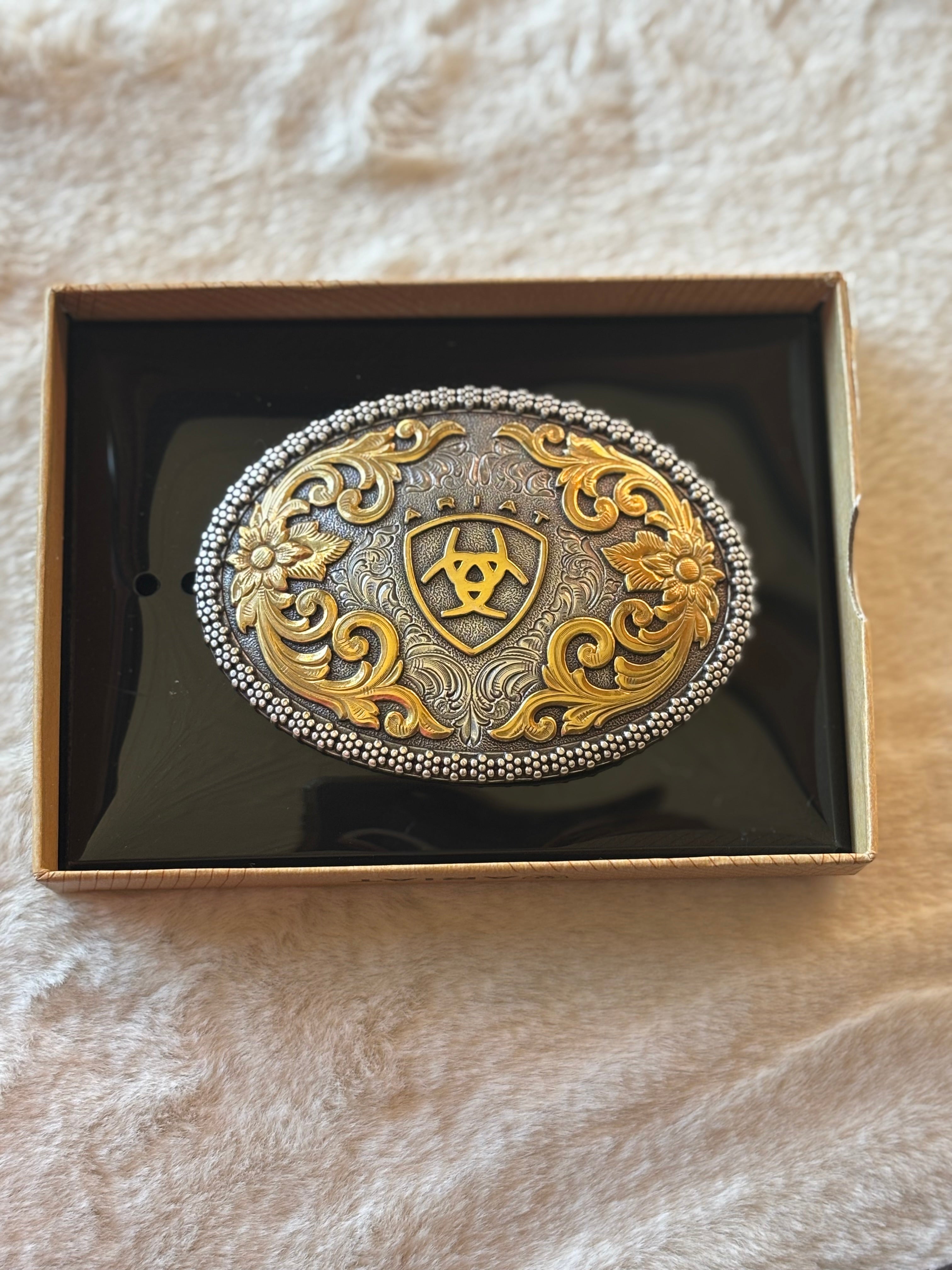 Ariat Antique Silver And Gold Oval Buckle