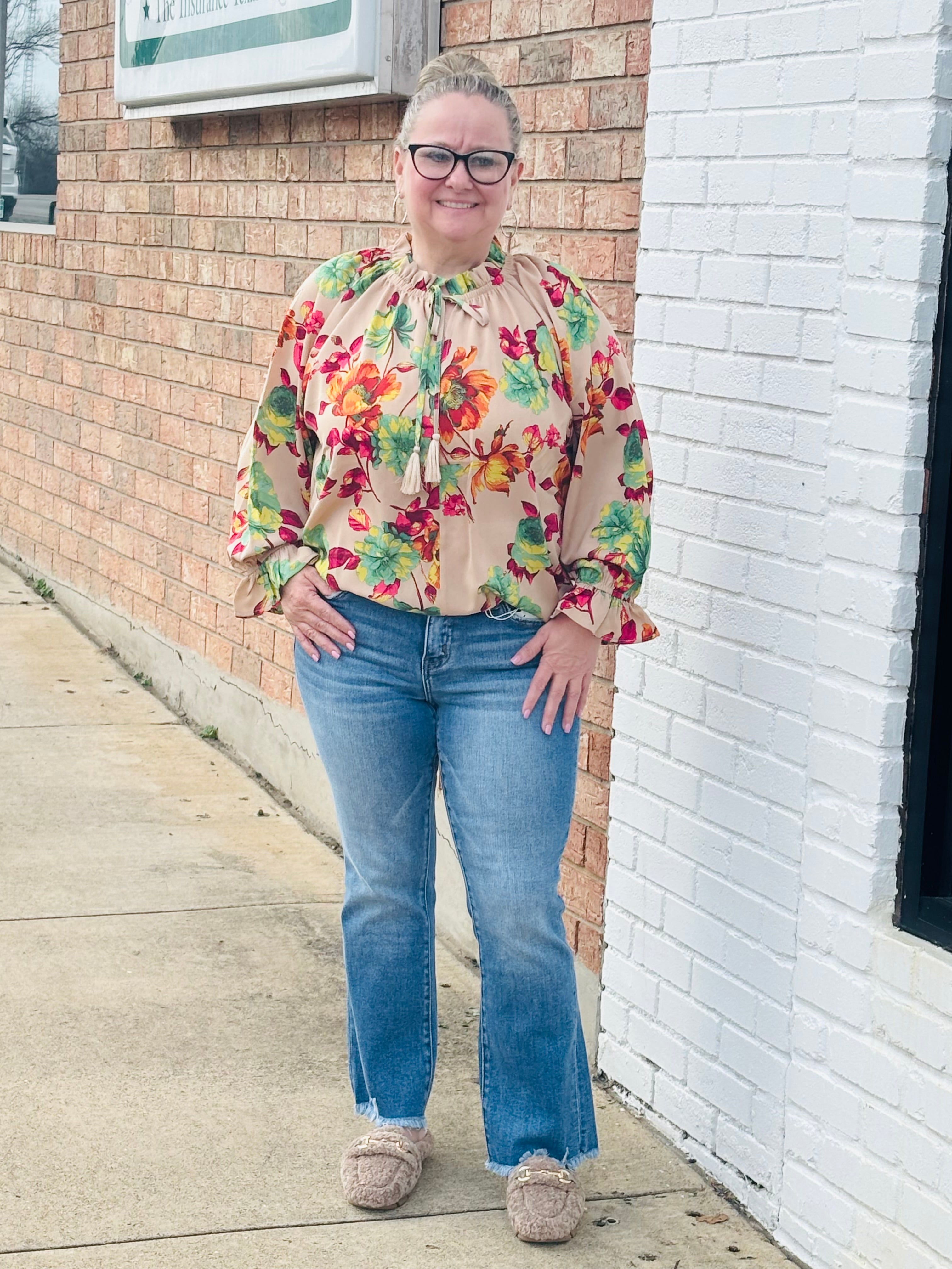 Khaki Floral Blouse