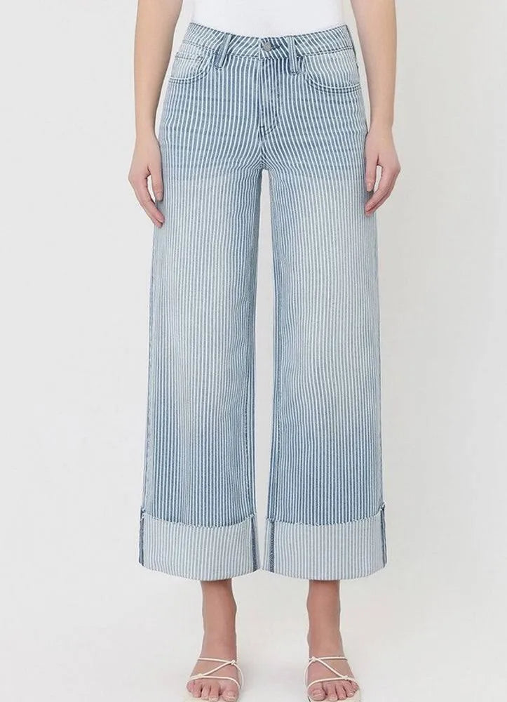 High Rise Cuffed Wide Jeans by Vervet