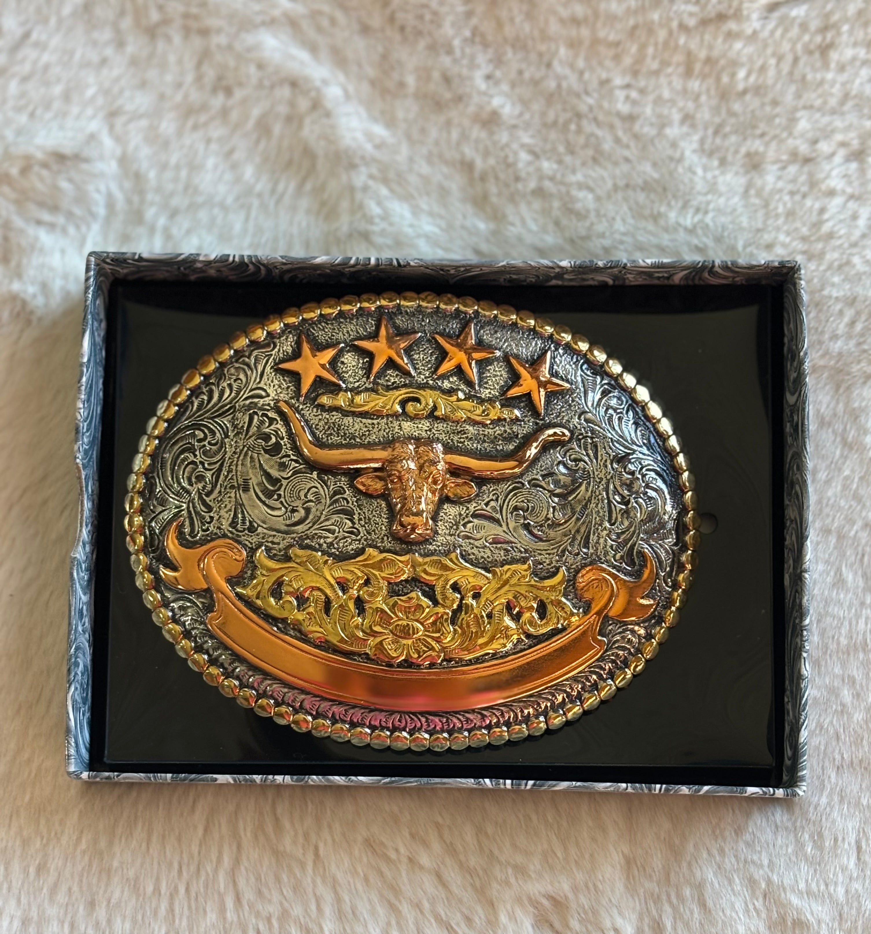 Nocona Steer Two Tone Belt Buckle