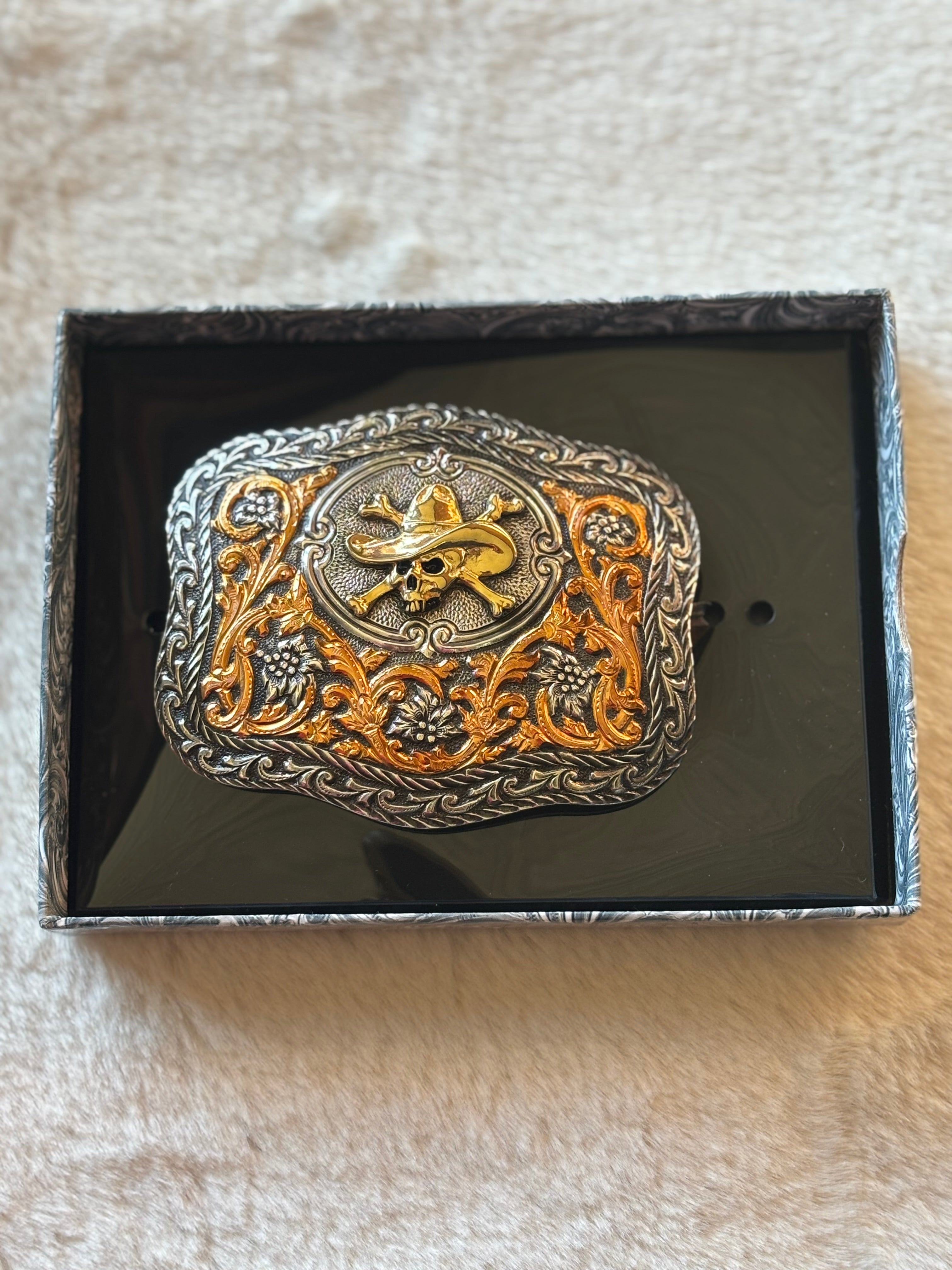 Crumrine Cowboy Skull Belt Buckle