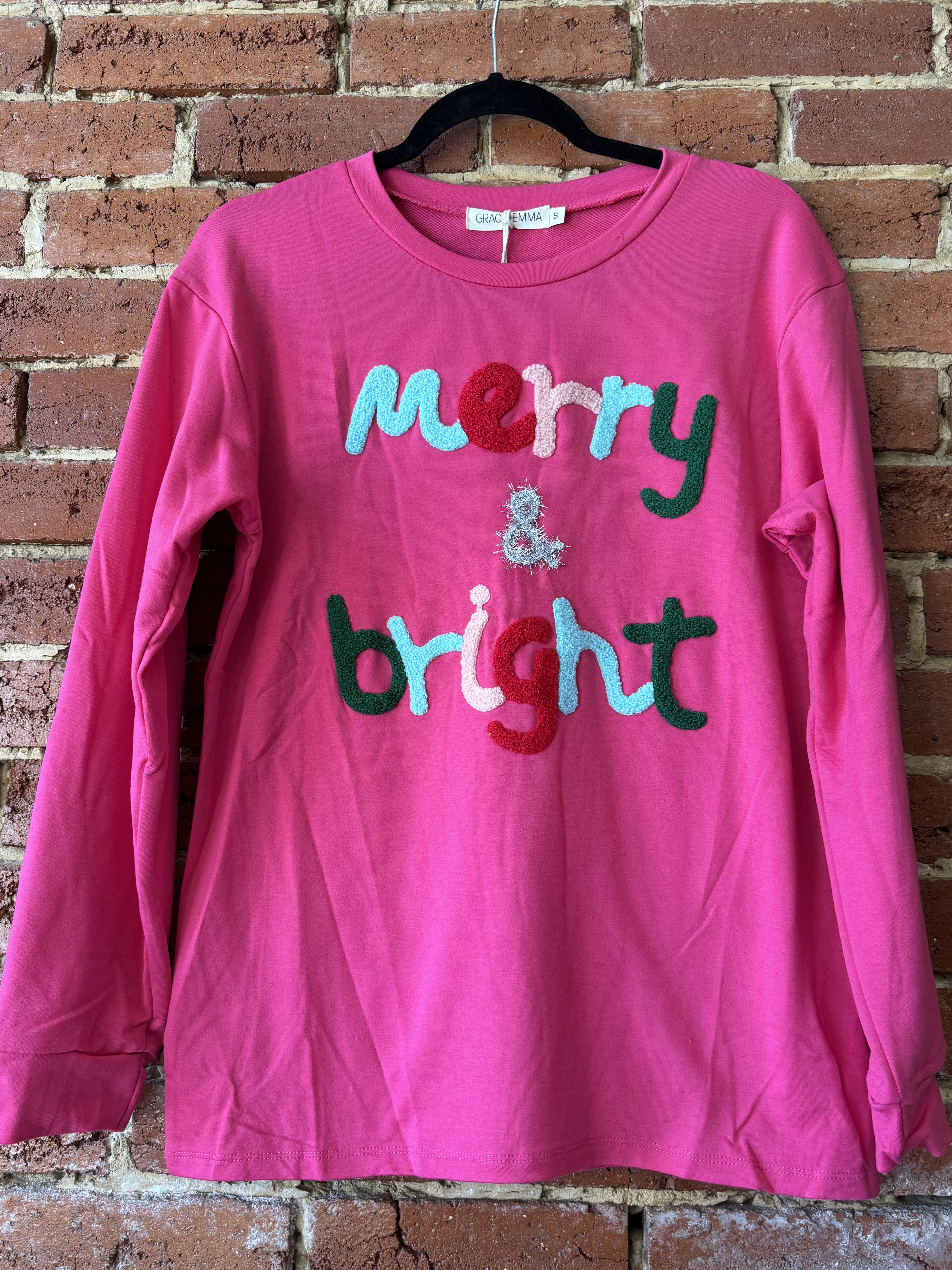 Merry & Bright Hot Pink Sweatshirt