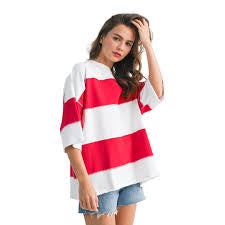 Red and White Striped Tee