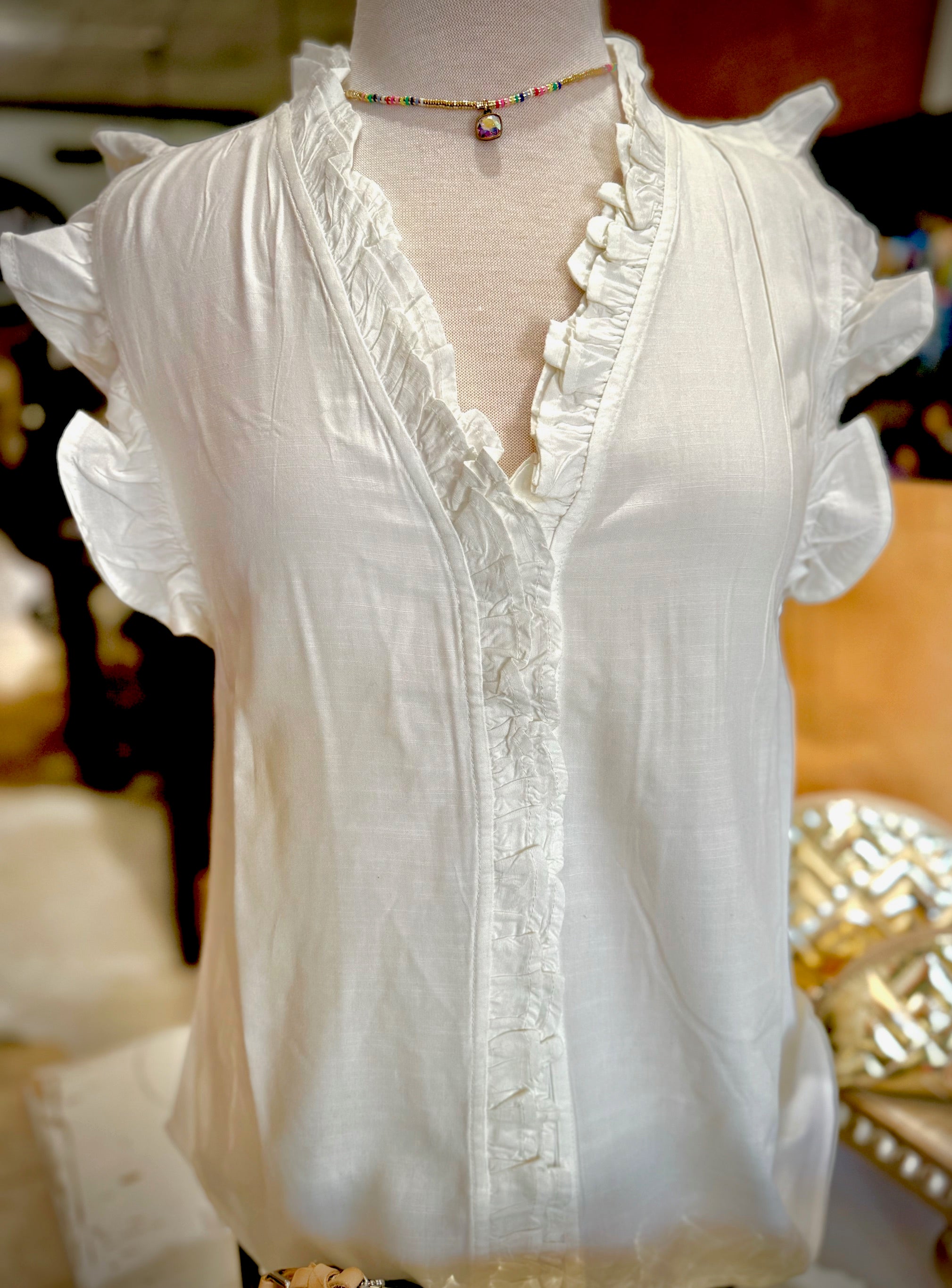 Ivy Jane White Ruffled Top