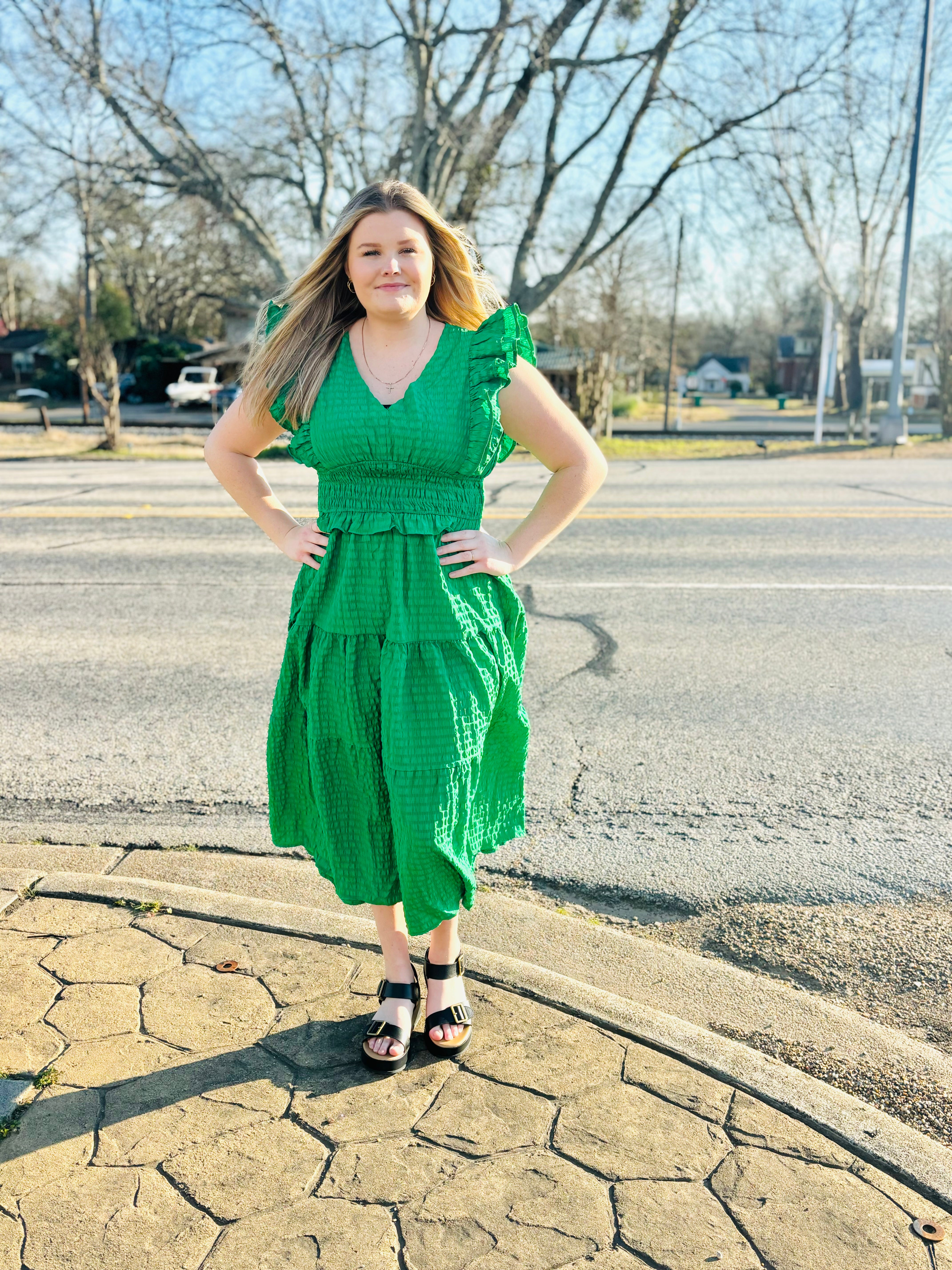 Hunter Green Midi Dress