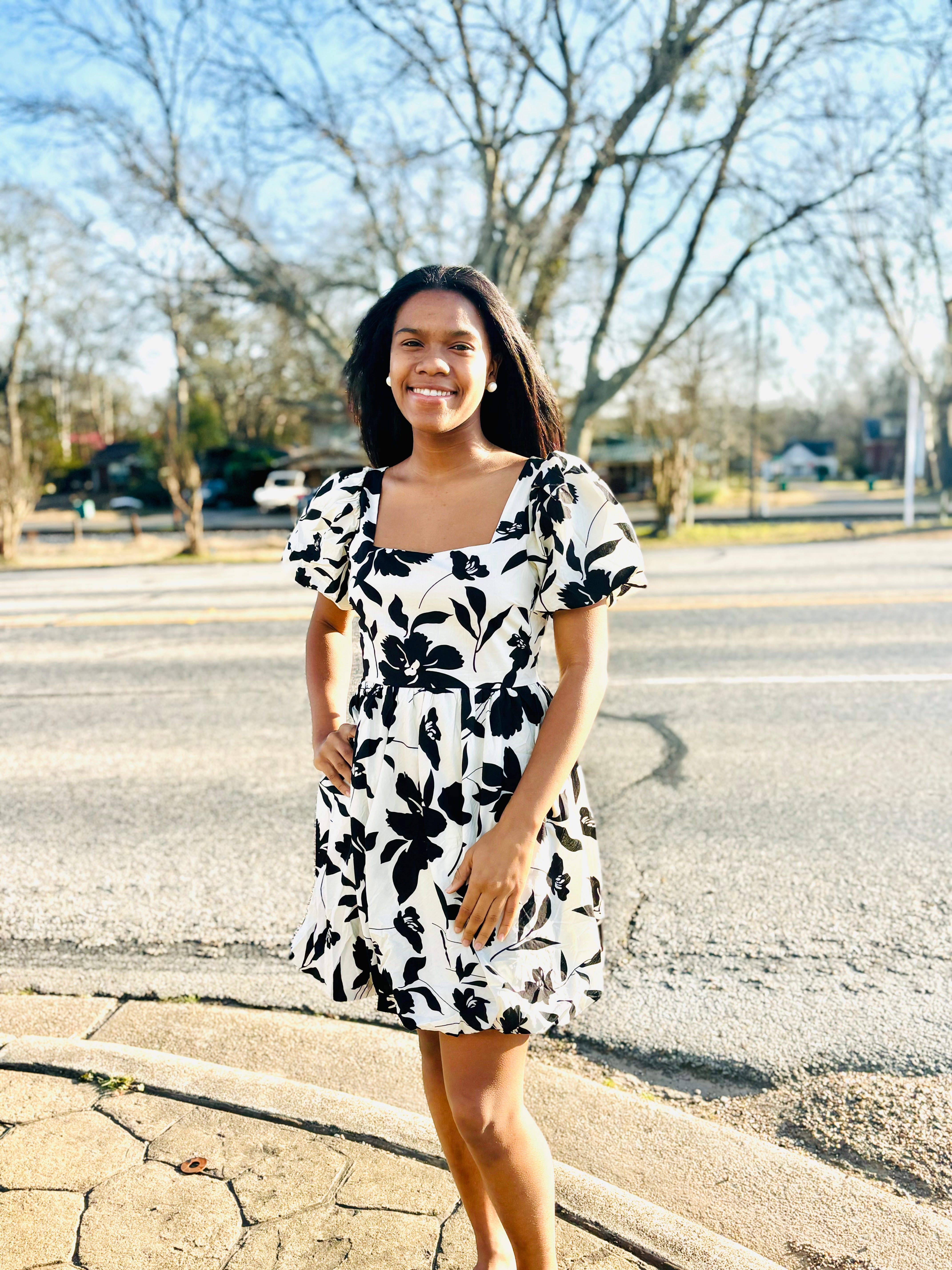 Cream Floral Dress