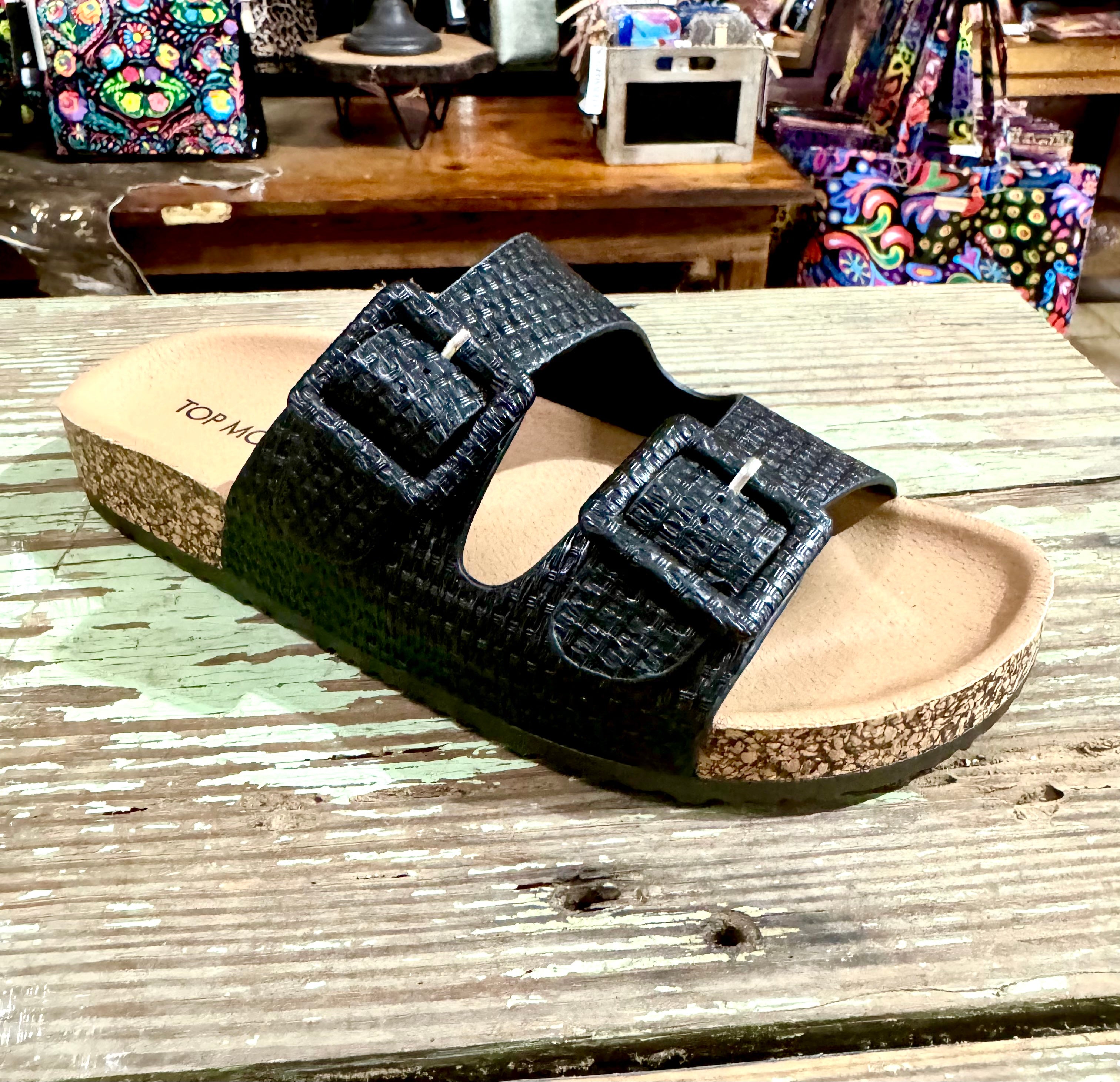 Raffia Buckle Slides